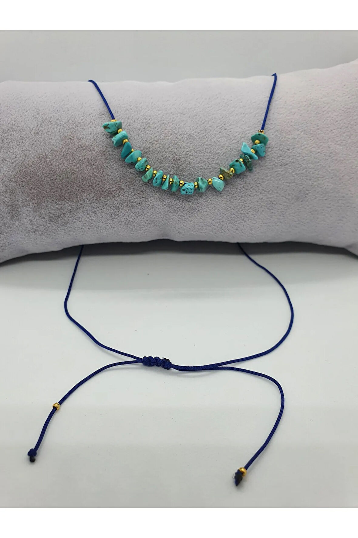 Turkuaz Taşı Tasarım Kolye Ayarlanabilir Orijinal Doğal Taş Çok Fonksiyonlu Kolye