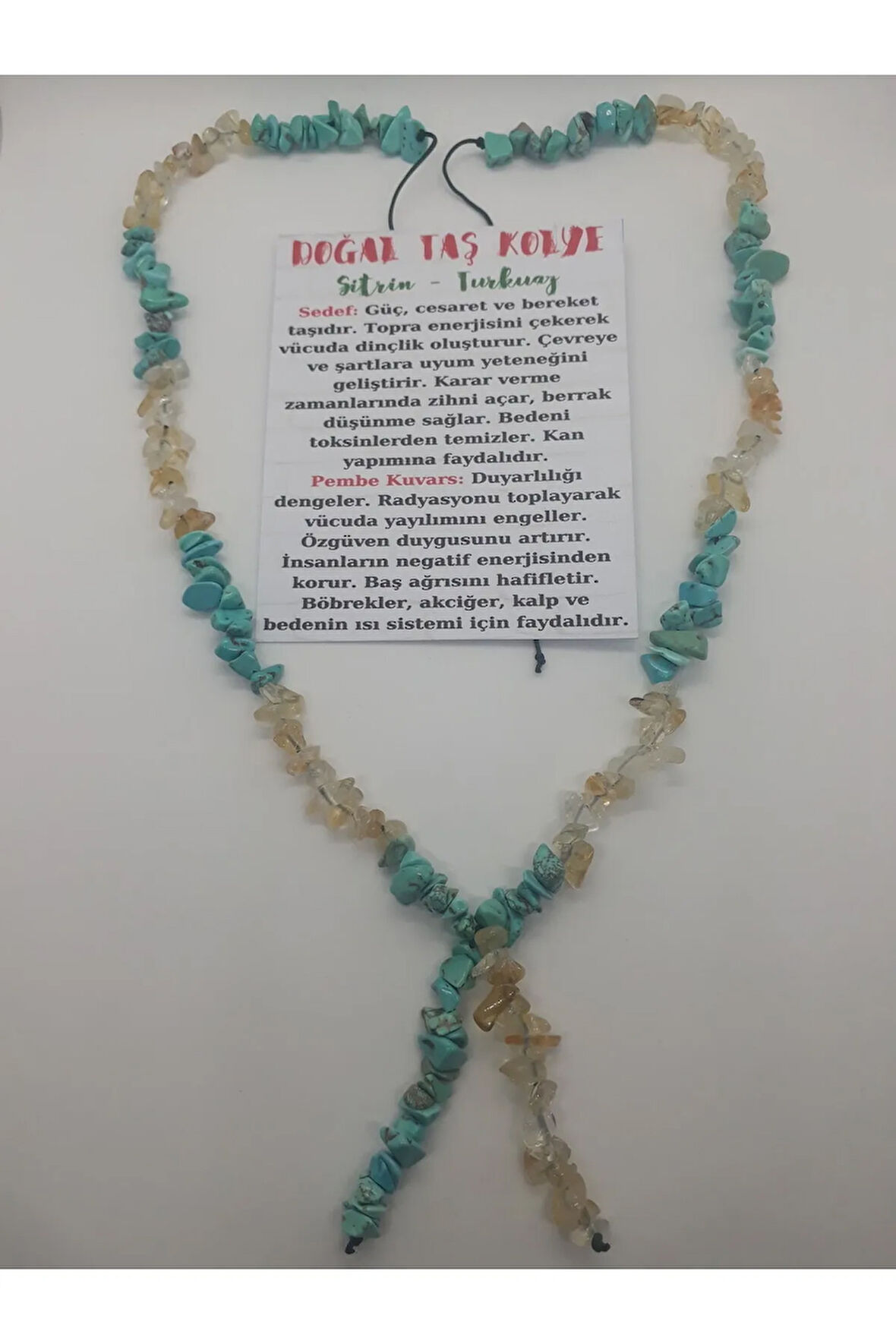 Sitrin Turkuaz Doğal Taş Kolye