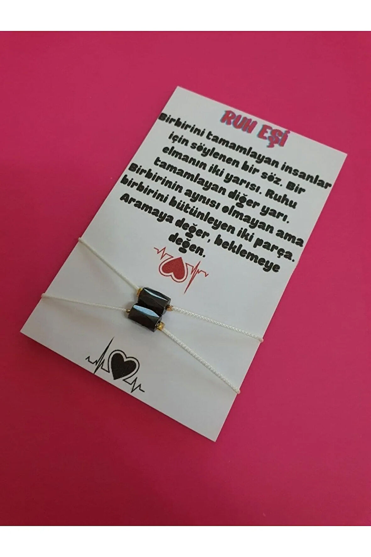 Ruh Eşi Hematit Mıknatıslı Çift Bilekliği Doğal Taşlı İp Bileklik