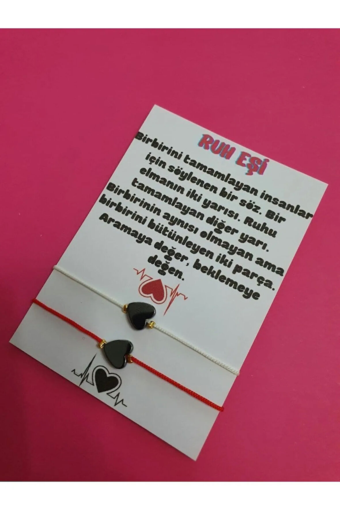 Ruh Eşi Kalp Hematit Doğal Taşlı Ip Bileklik