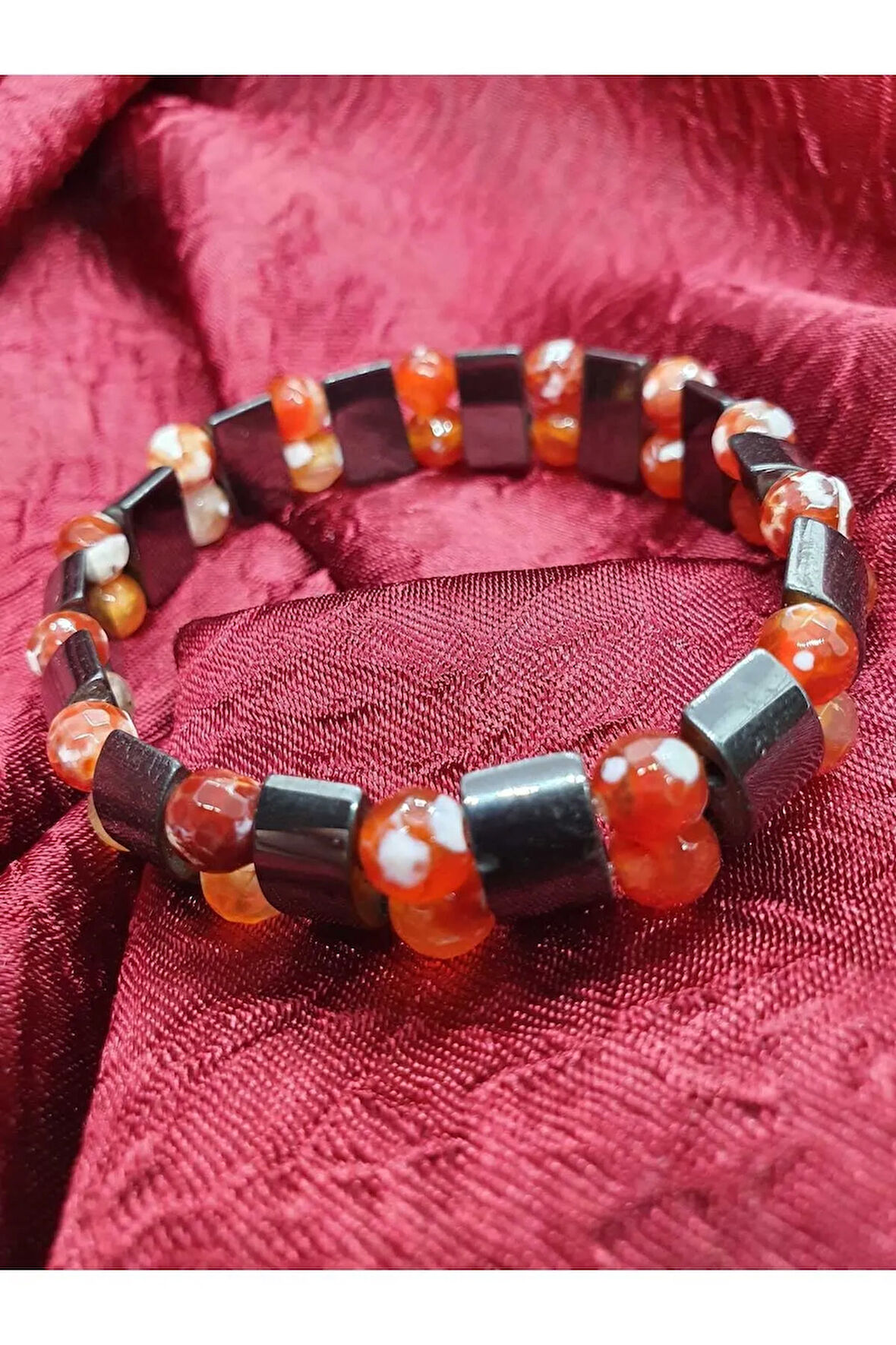 Doğal Akik Hematit Taşı  Bileklik