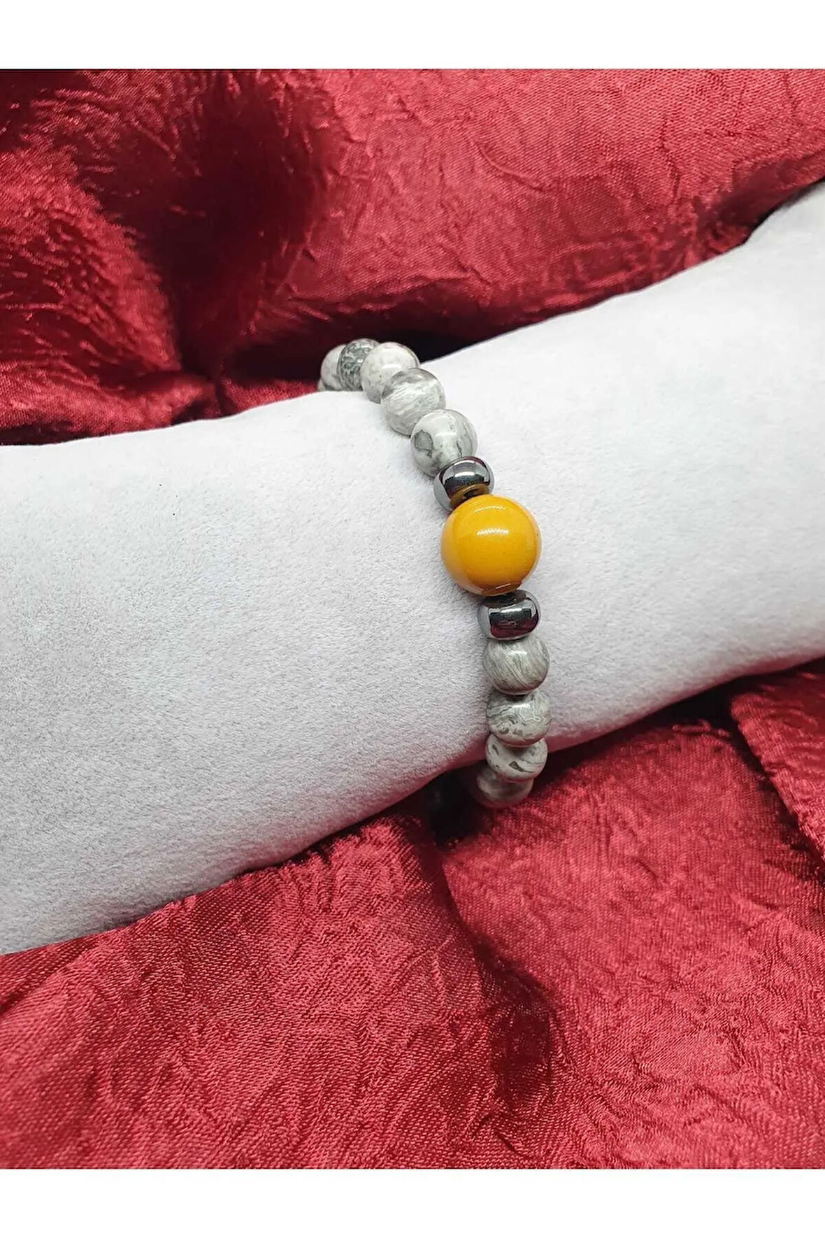 Doğal Taş Jasper Taşı Tasarım Bileklik