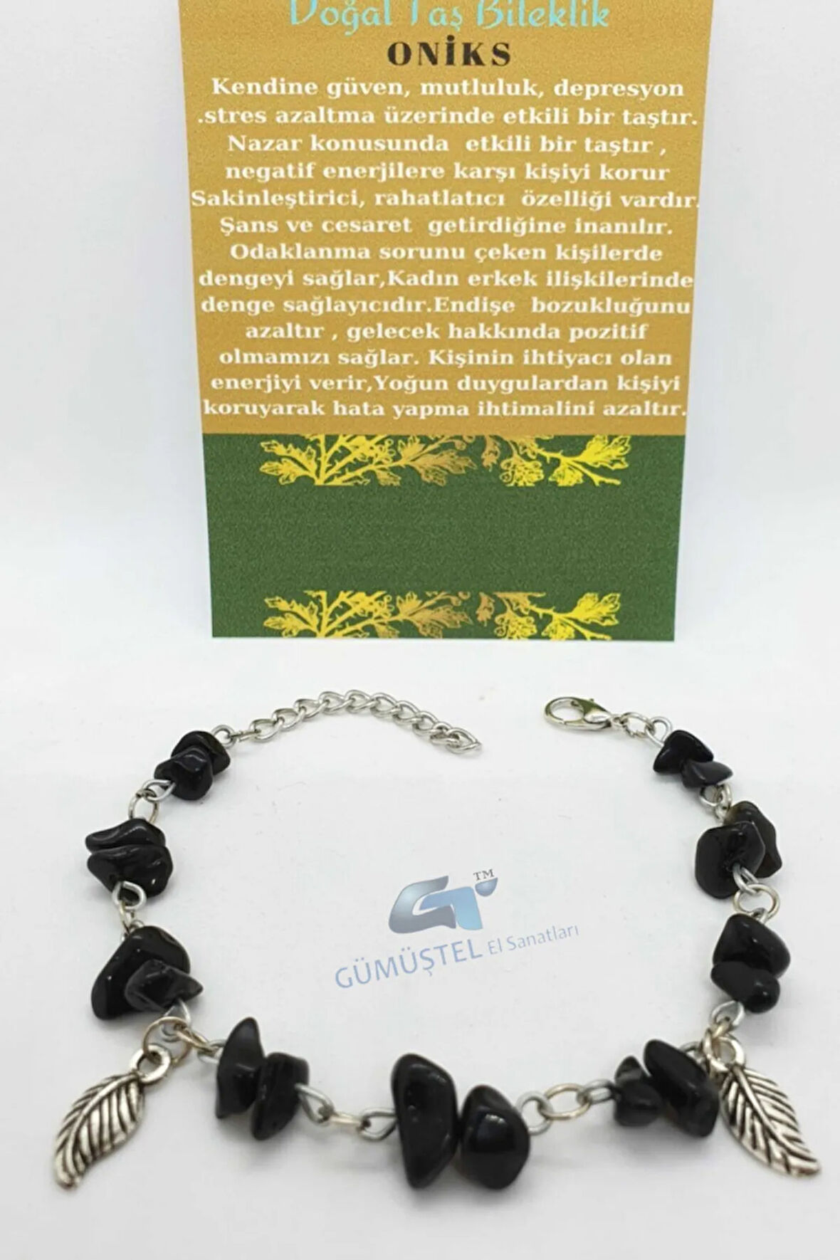 Sertifikalı Oniks Taşı Bileklik Orijinal Doğal Taş Tasarım Bileklik