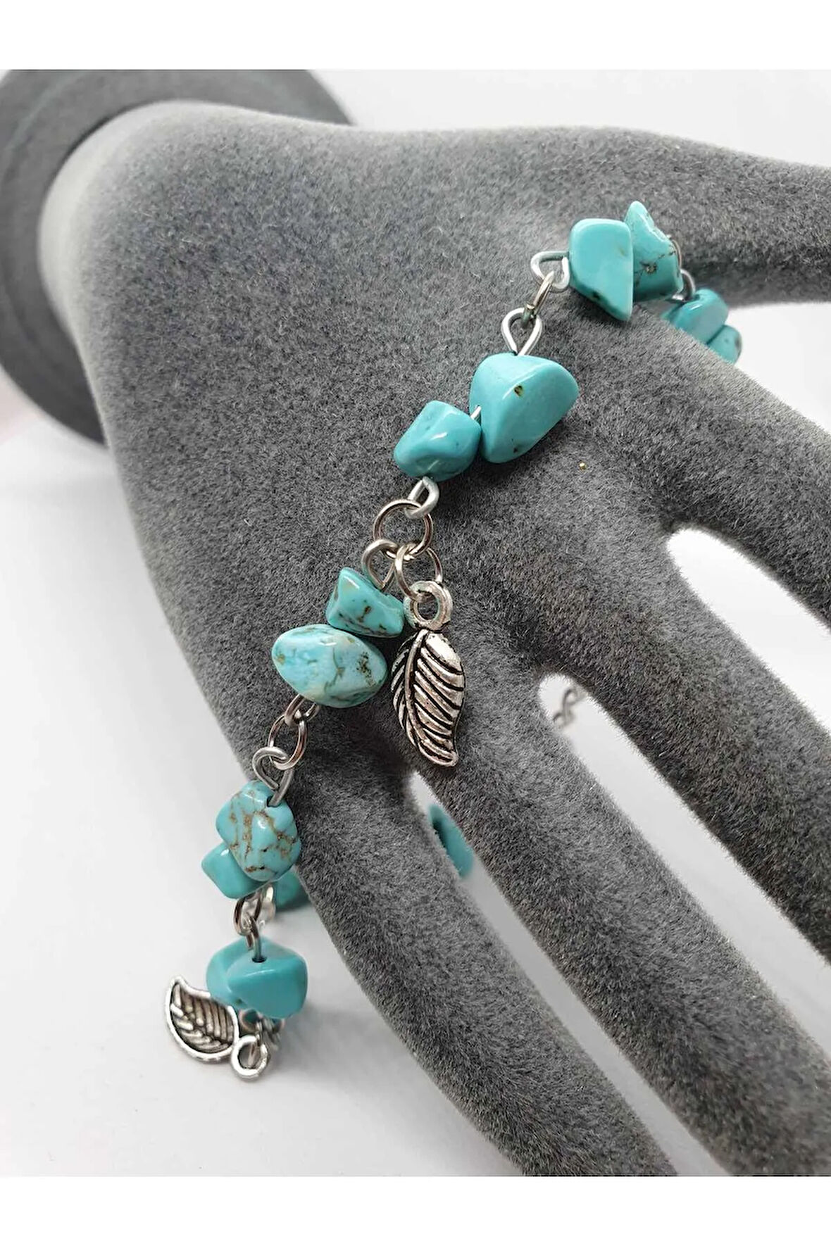 Sertifikalı Turkuaz Taşı Bileklik Orijinal Doğal Taş Tasarım Bileklik