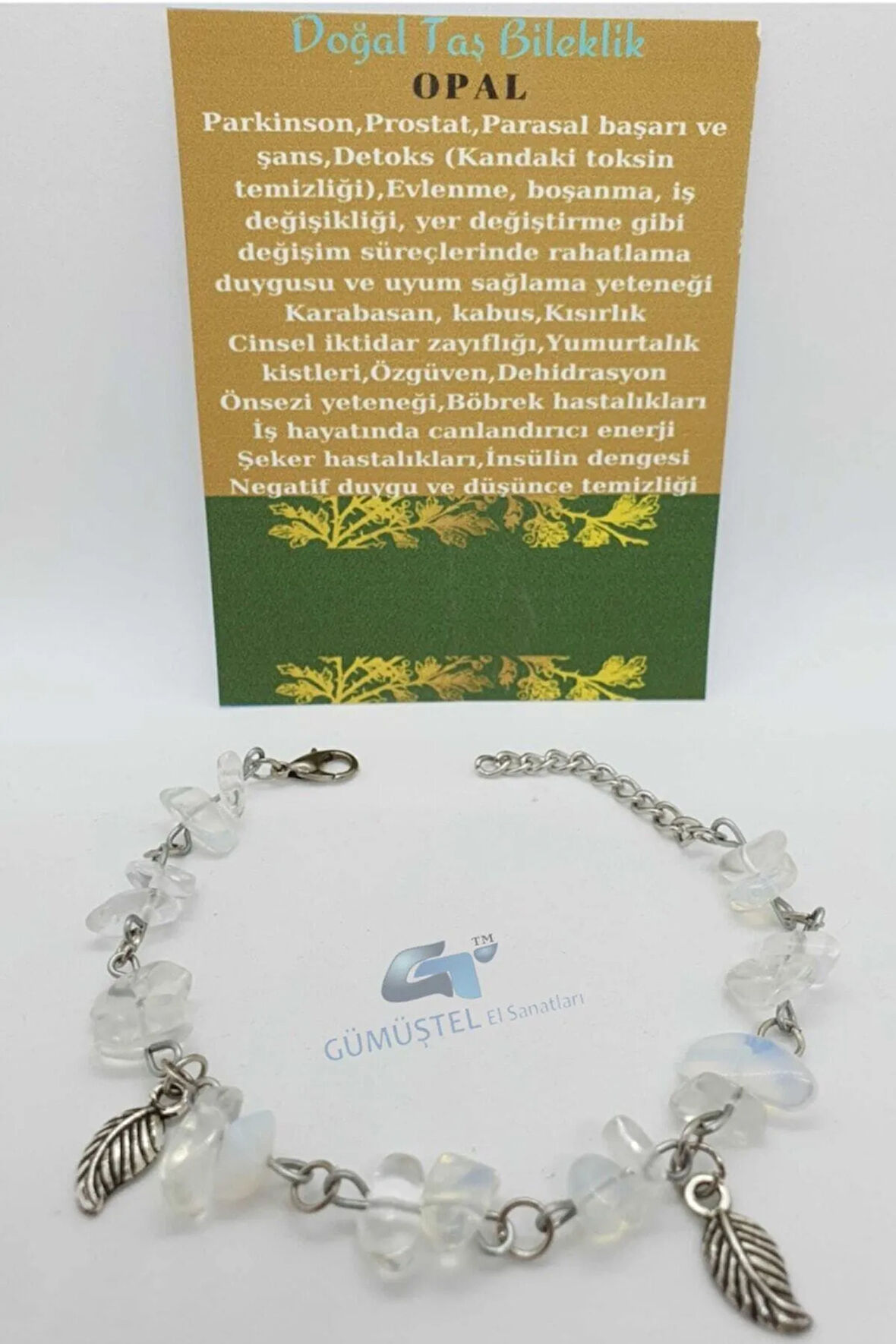 Sertifikalı Opal Taşı Bileklik Orijinal Doğal Taş Tasarım Bileklik