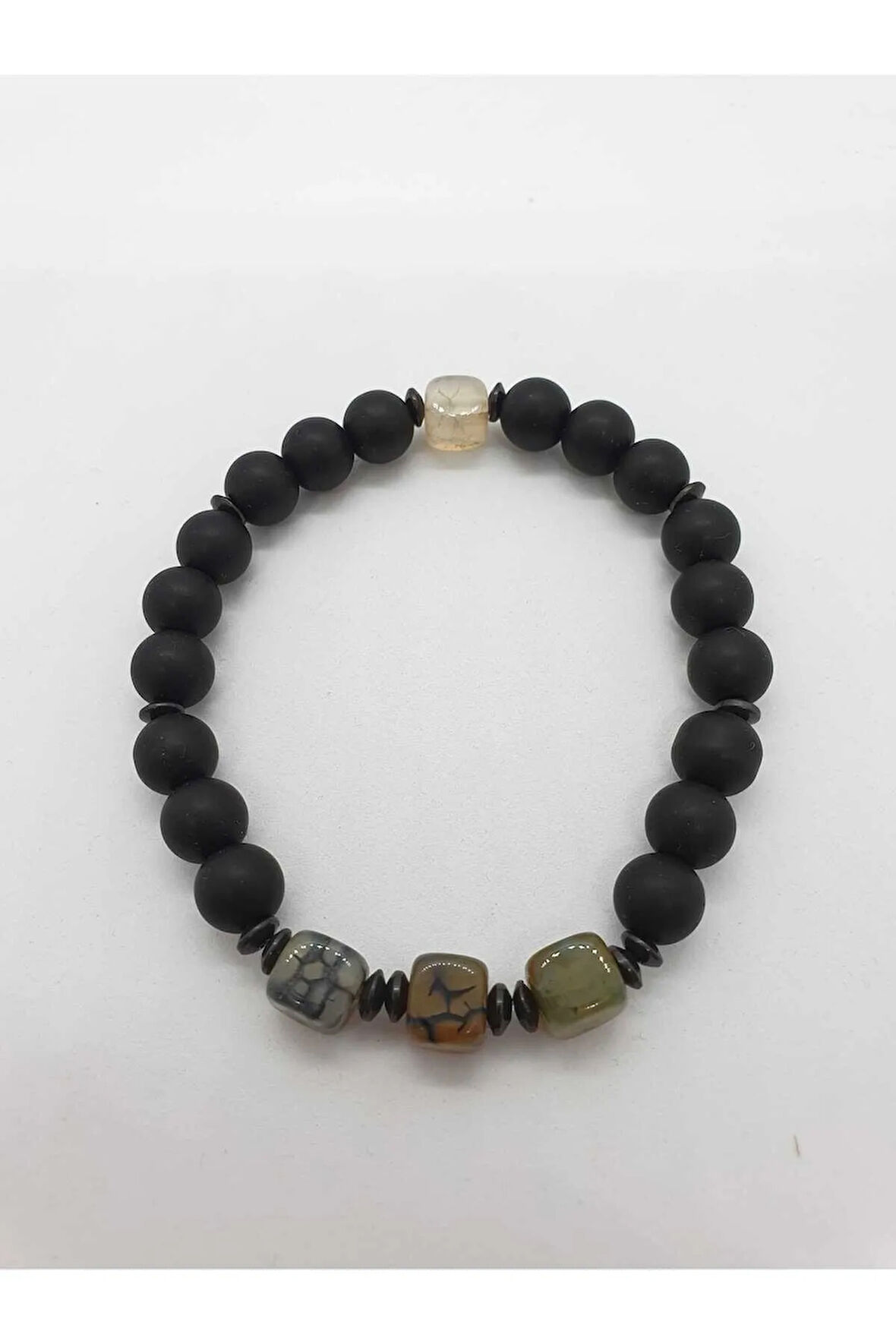 Akik Hematit Oniks Doğal Taş Bileklik