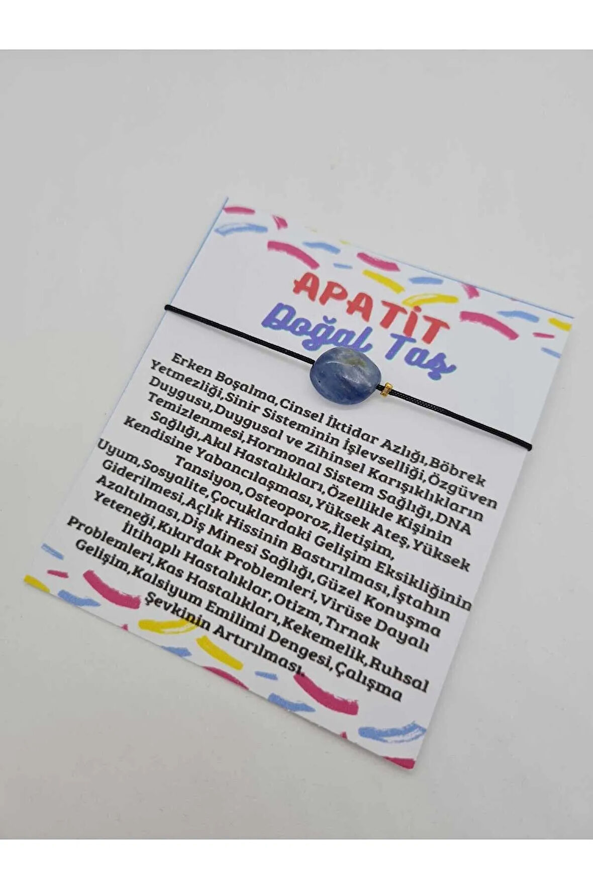 Apatit Doğal Taş Bileklik Makrome Ayarlamalı Kilit Sistemi