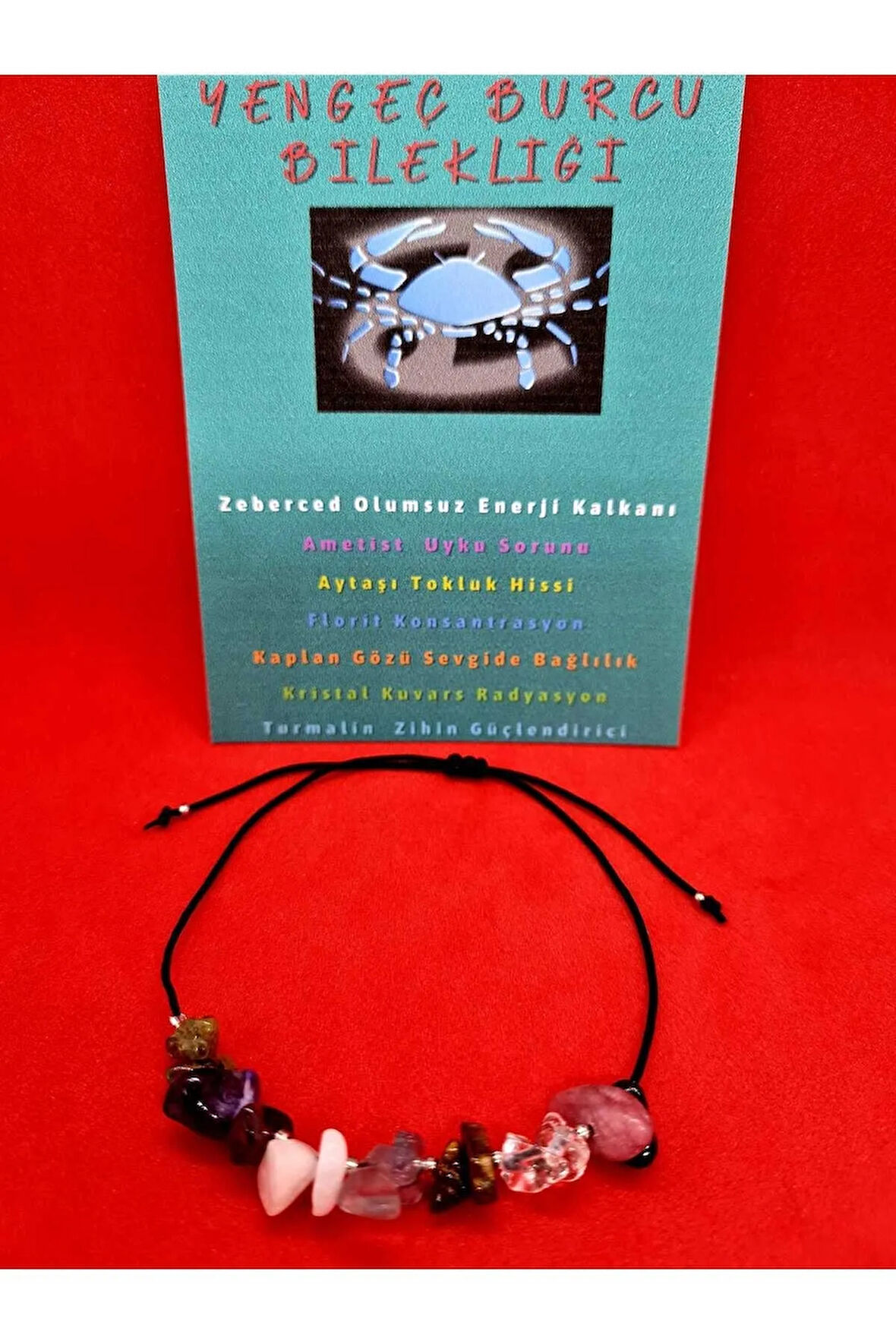 Sertifikalı Yengeç Burcu Bileklik Doğal Taş