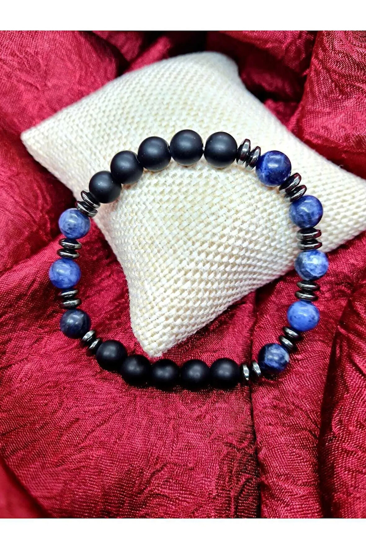 Sodalit & Hematit & Oniks Doğal Taş Bileklik