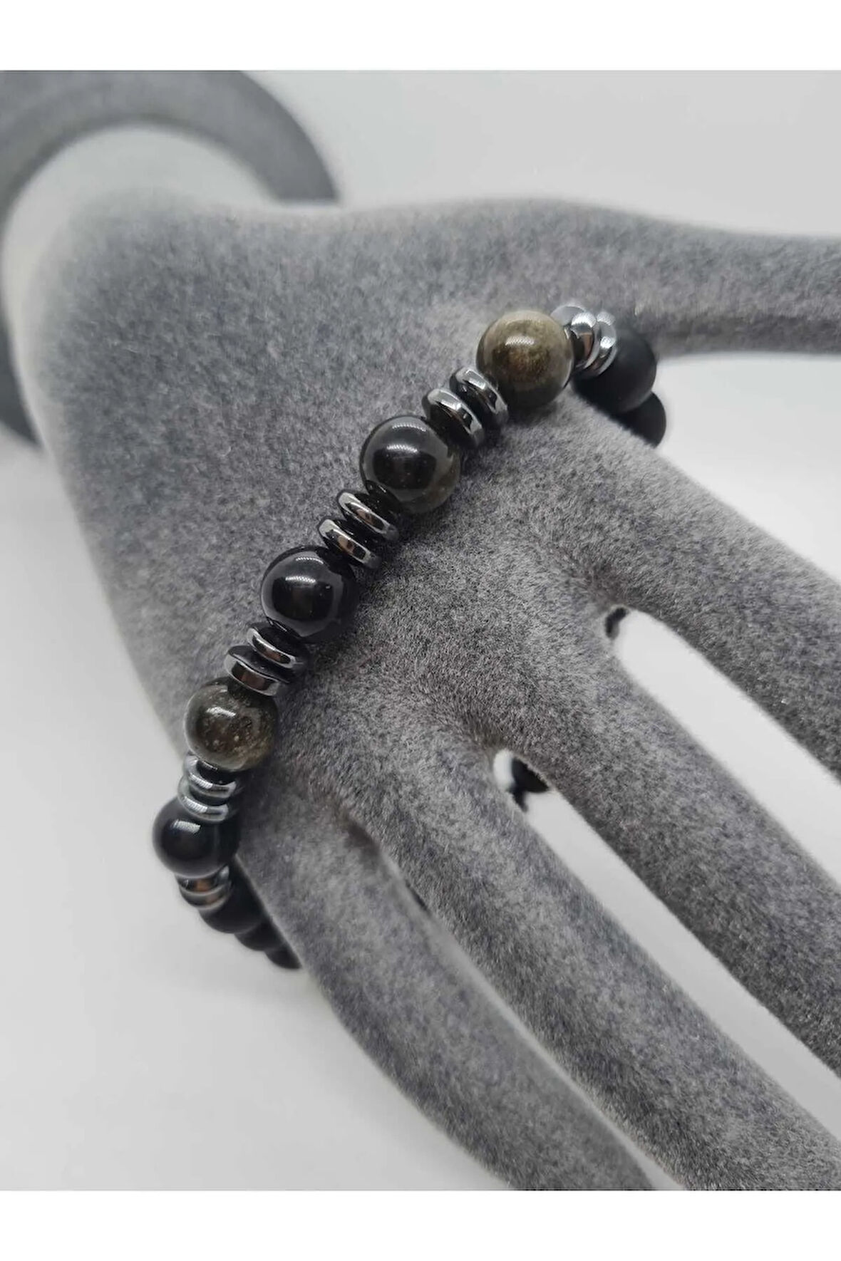 Obsidyen, Hematit, Oniks Doğal Taş Bileklik Tasarım