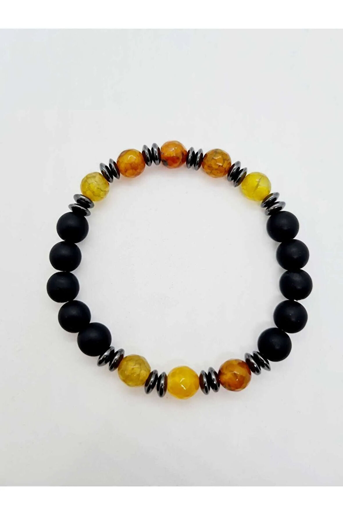 Akik Hematit Oniks Doğal Taş Bileklik