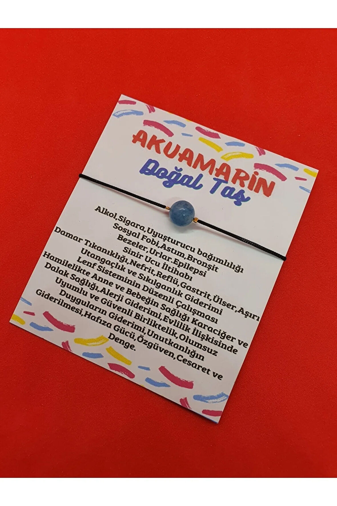 Akuamarin Taşı Bileklik Orijinal Doğal Taş Ayarlamalı İpli