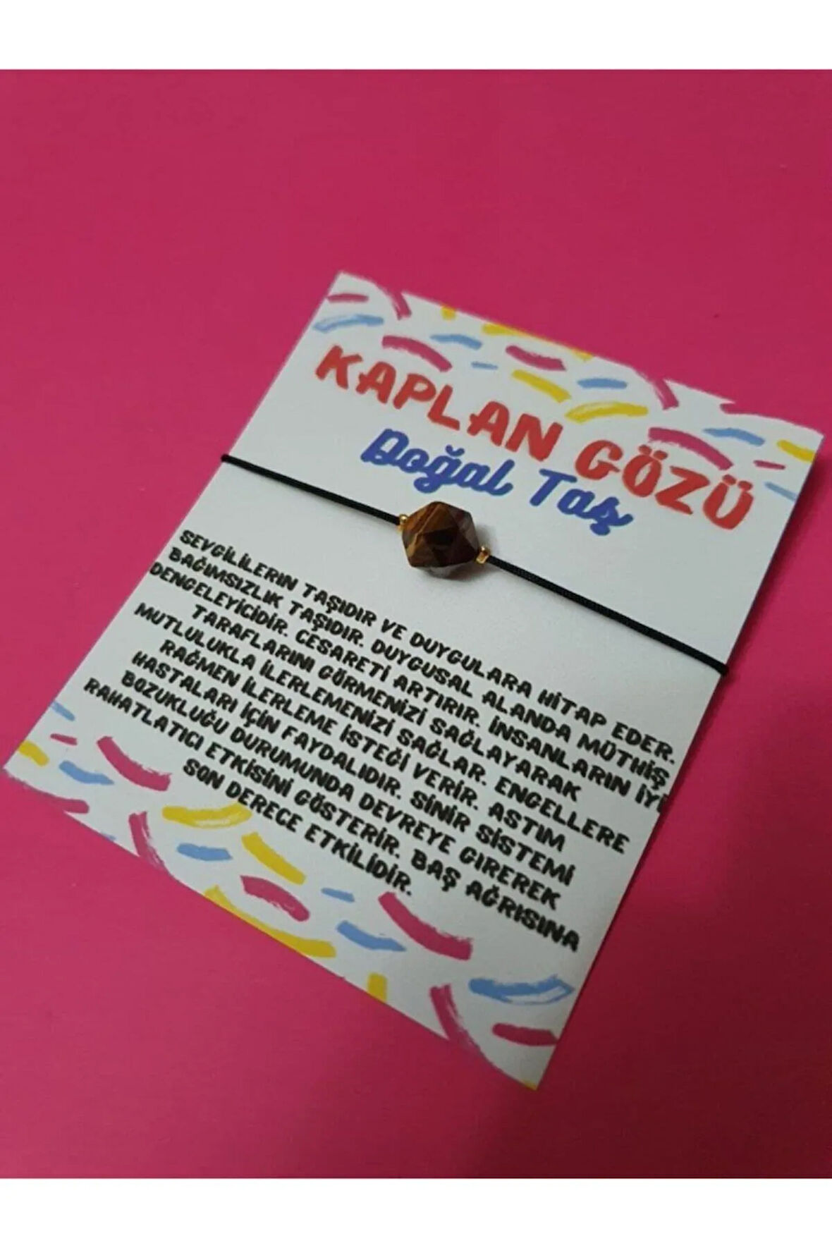 Kaplan Gözü Doğal Taş Asansörlü Ip Bileklik