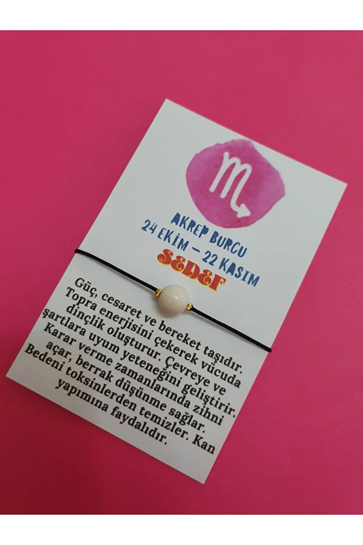 Akrep Burcu Sedef Doğal Taş İp Burç Bilekliği