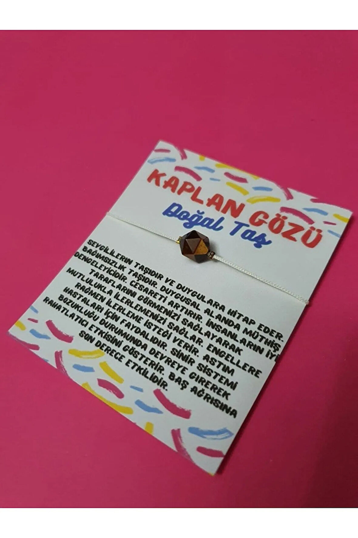 Kaplan Gözü Doğal Taş Asansörlü İp Bileklik