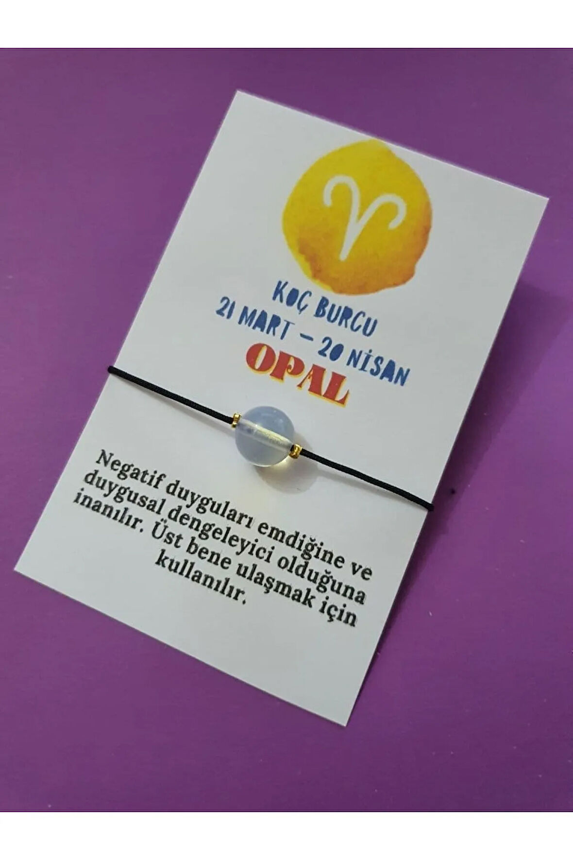 Koç Burcu Opal Doğal Taşlı İp Burç Bilekliği