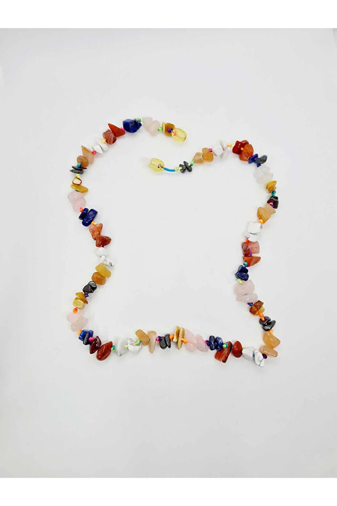 Sertifikalı Kız Öğrenci Kolyesi Kehribar P. Kuvars Kalsit Havlit Lapis Akik Hematit Doğal Taş Kolye