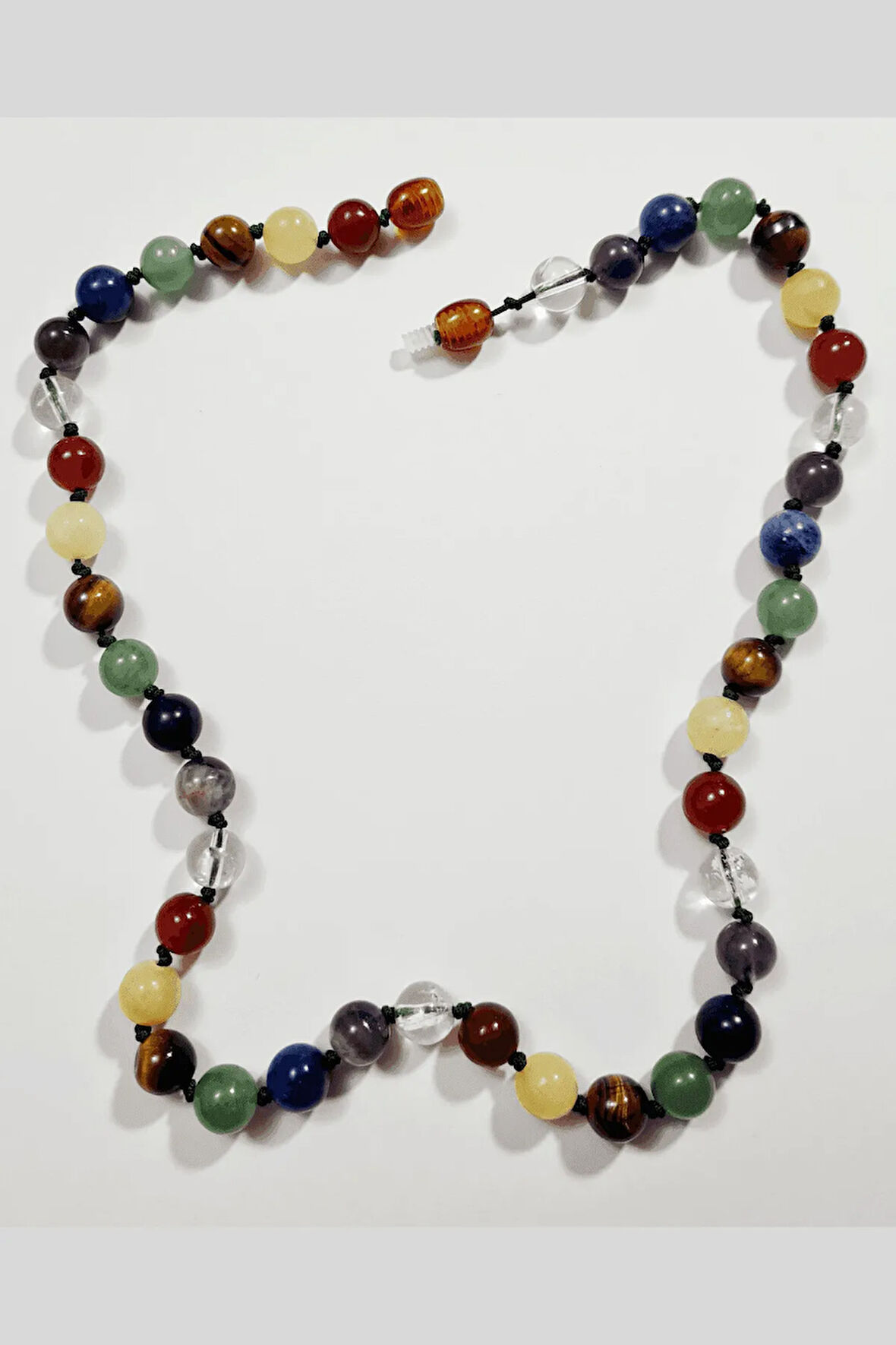 Doğal Taş 7 Çakra Tasarım Kolye 8 Mm Akik Sitrin Kaplan Gözü Aventurin Lapis Ametist Kuvars