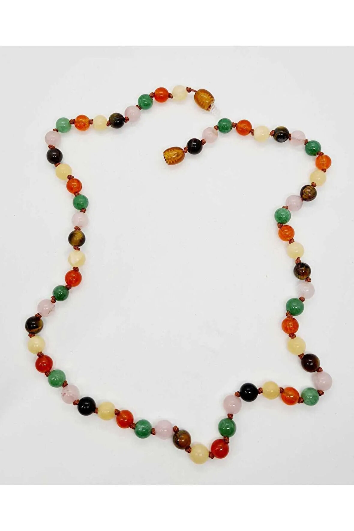 Sertifikalı Özel Tasarım Boğa Burcu Kolye Kaplan Gözü Pembe Kuvars Aventurin Akik Kalsit