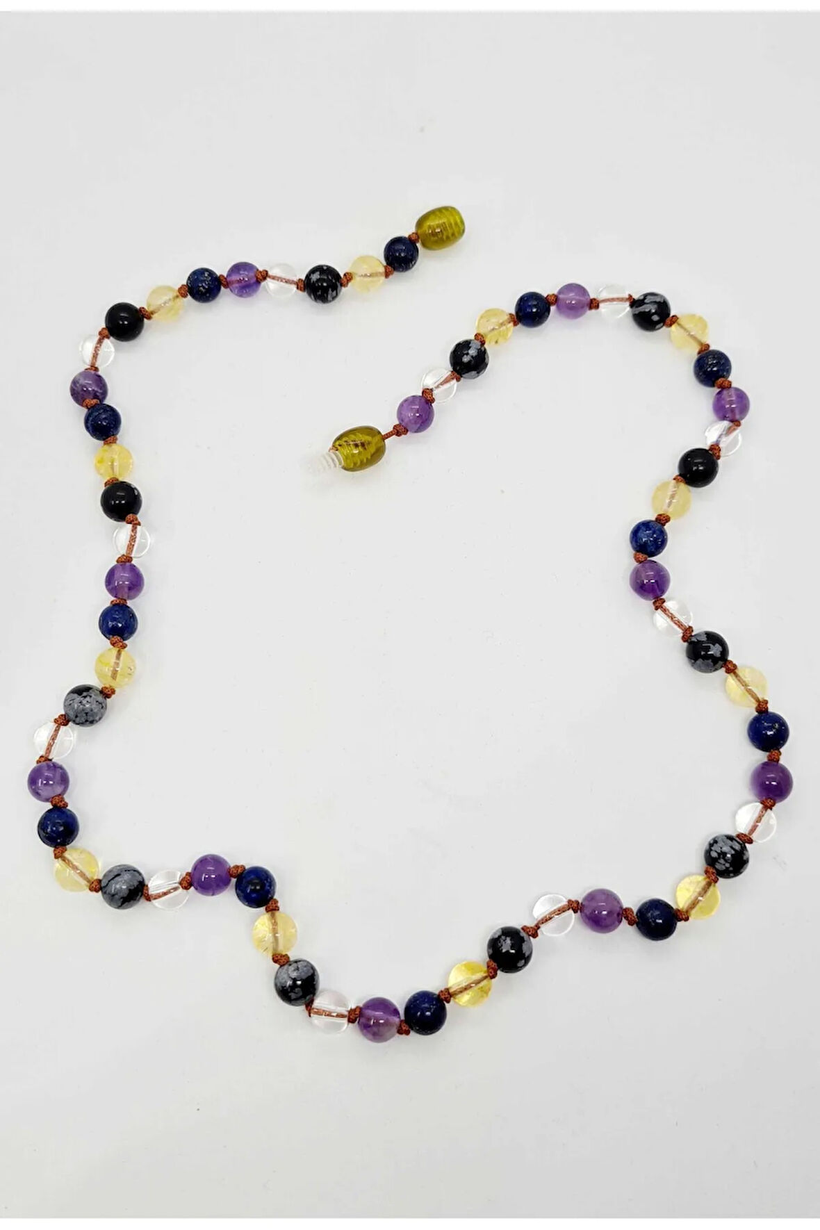Sertifikalı Özel Tasarım Başak Burcu Kolye Lapis Lazuli Opal Obsidyen Kristal Kuvars Ametist