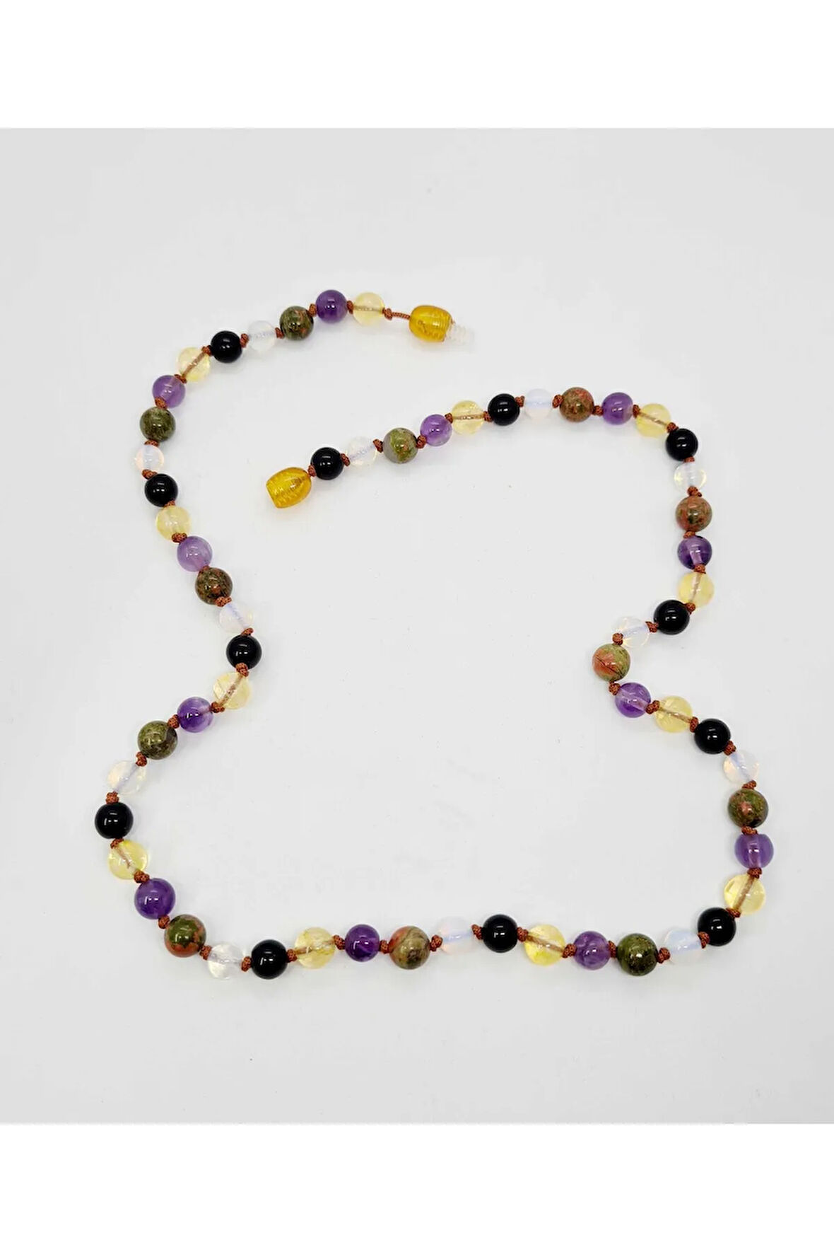 Sertifikalı Özel Tasarım Aslan Burcu Kolye Oniks Unakit Sitrin Opal Ametist