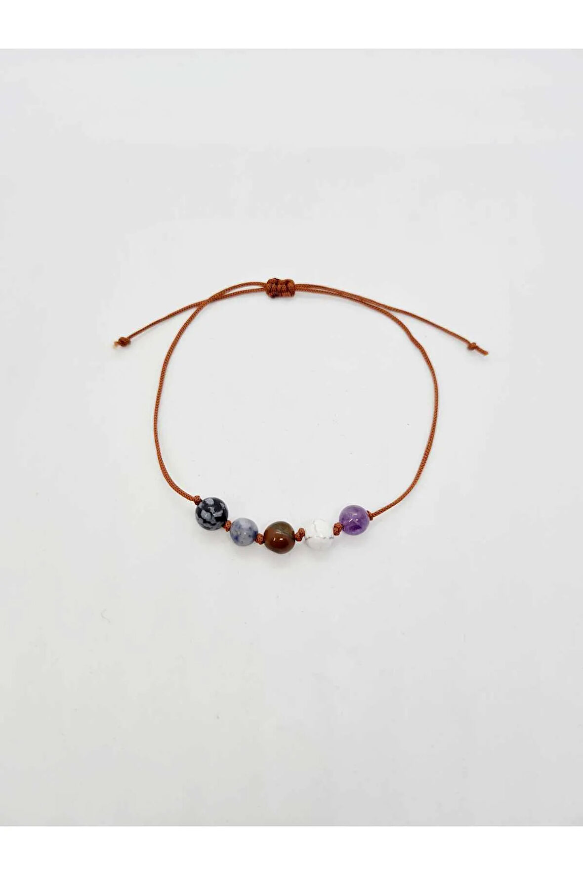 Sertifikalı Özel Tasarım Doğal Taş Ikizler Burcu Bileklik Obsidyen Sodalit K.Gözü Havlit Ametist