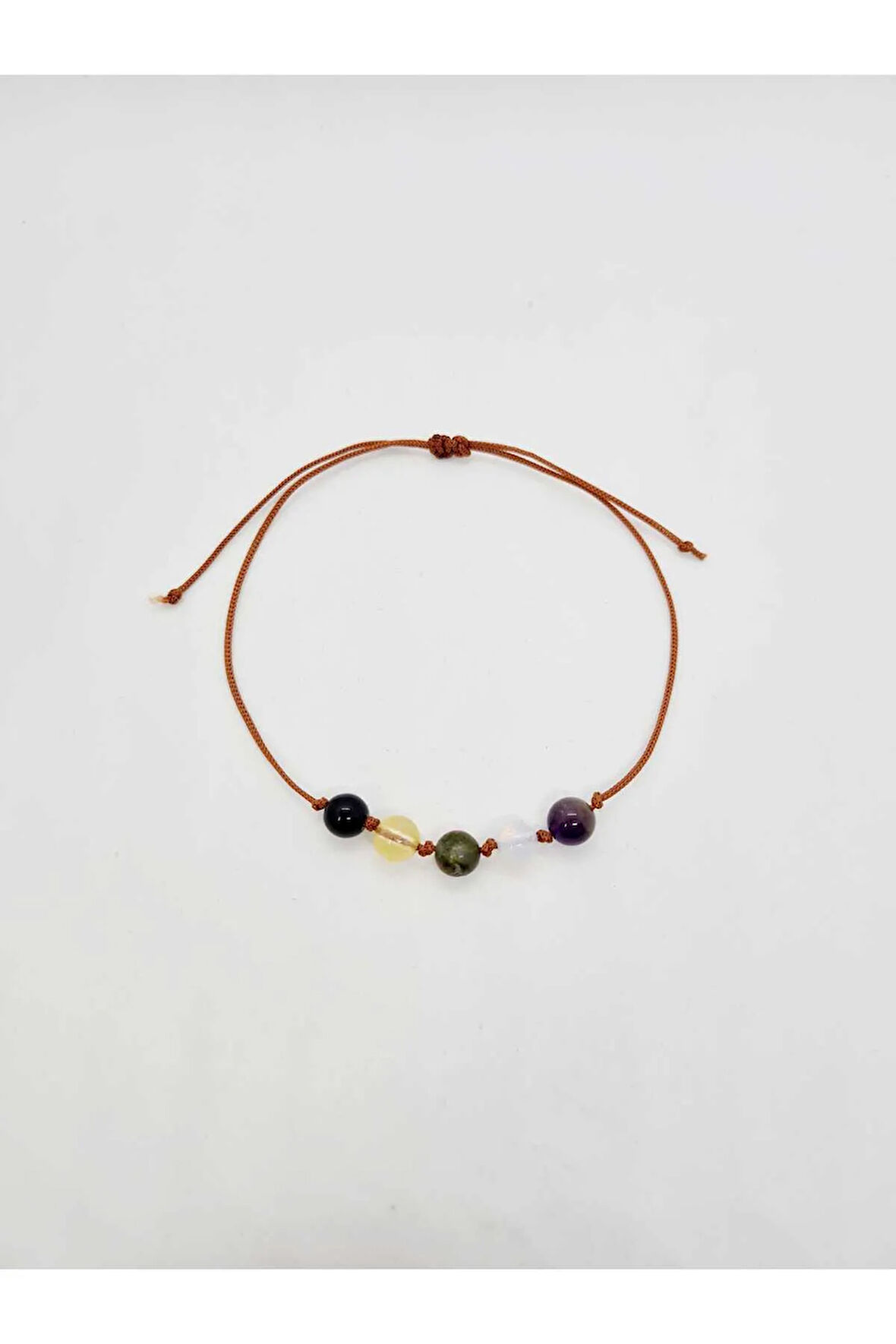 Sertifikalı Özel Tasarım Doğal Taş Aslan Burcu Bileklik Oniks Sitrin Unakit Opal Ametist