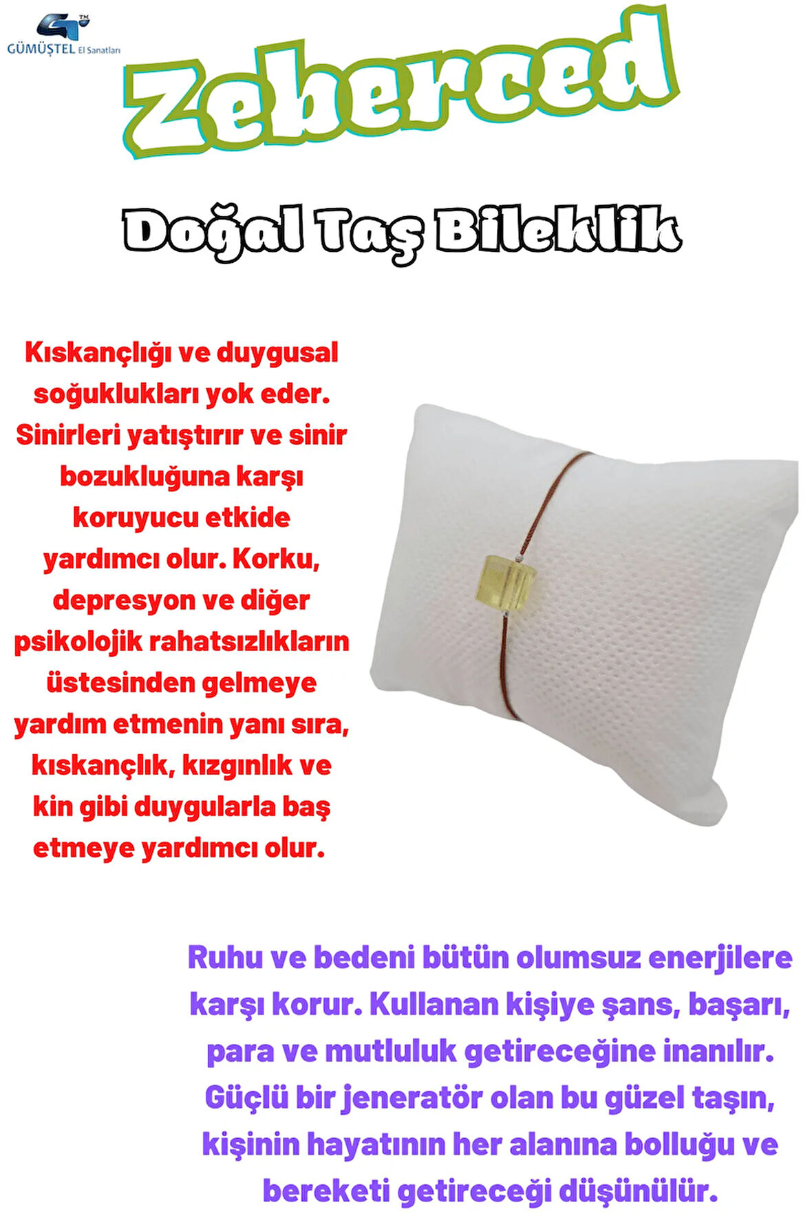 Zeberced Doğal Taş Bileklik