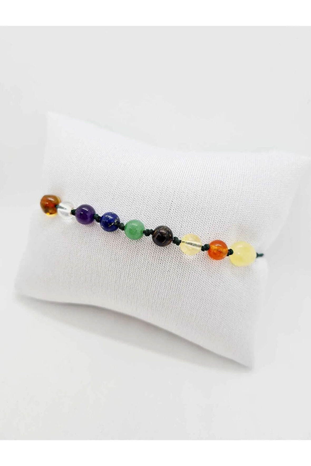 Doğal Taş 7 Çakra Bilekliği Kehribar Kristal Kuvars,Ametist,Lapis,Aventurin,Kaplan Gözü,Sitrin,Akik