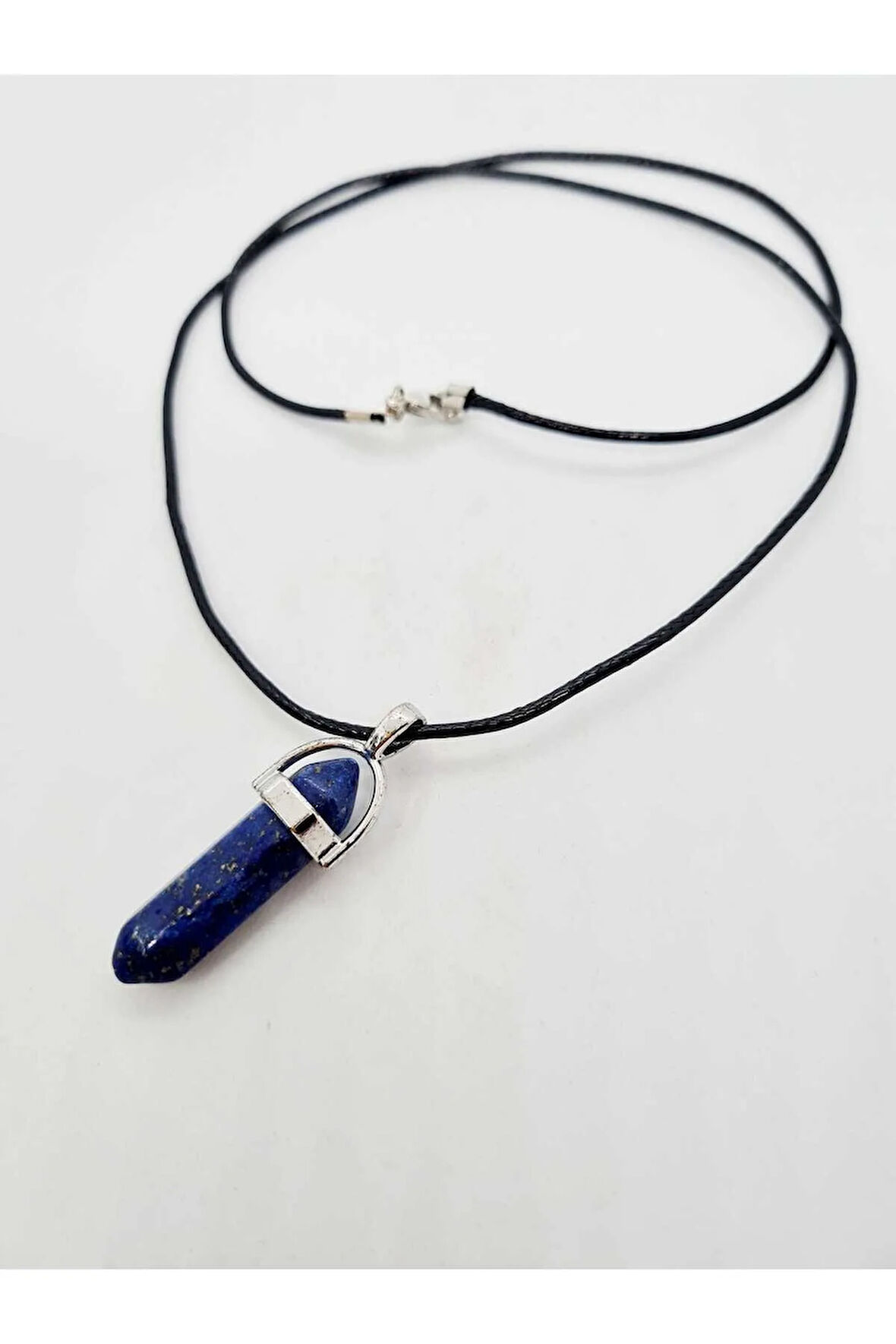 Lapis Lazuli Doğal Taş Pandül Kolye Zincir Ve Ip Dahil