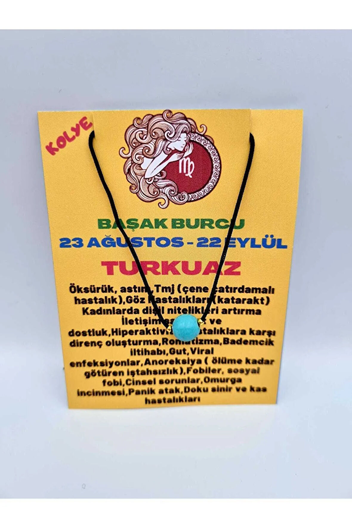 Başak Burcu Turkuaz Taşı Doğal Taş Kolye