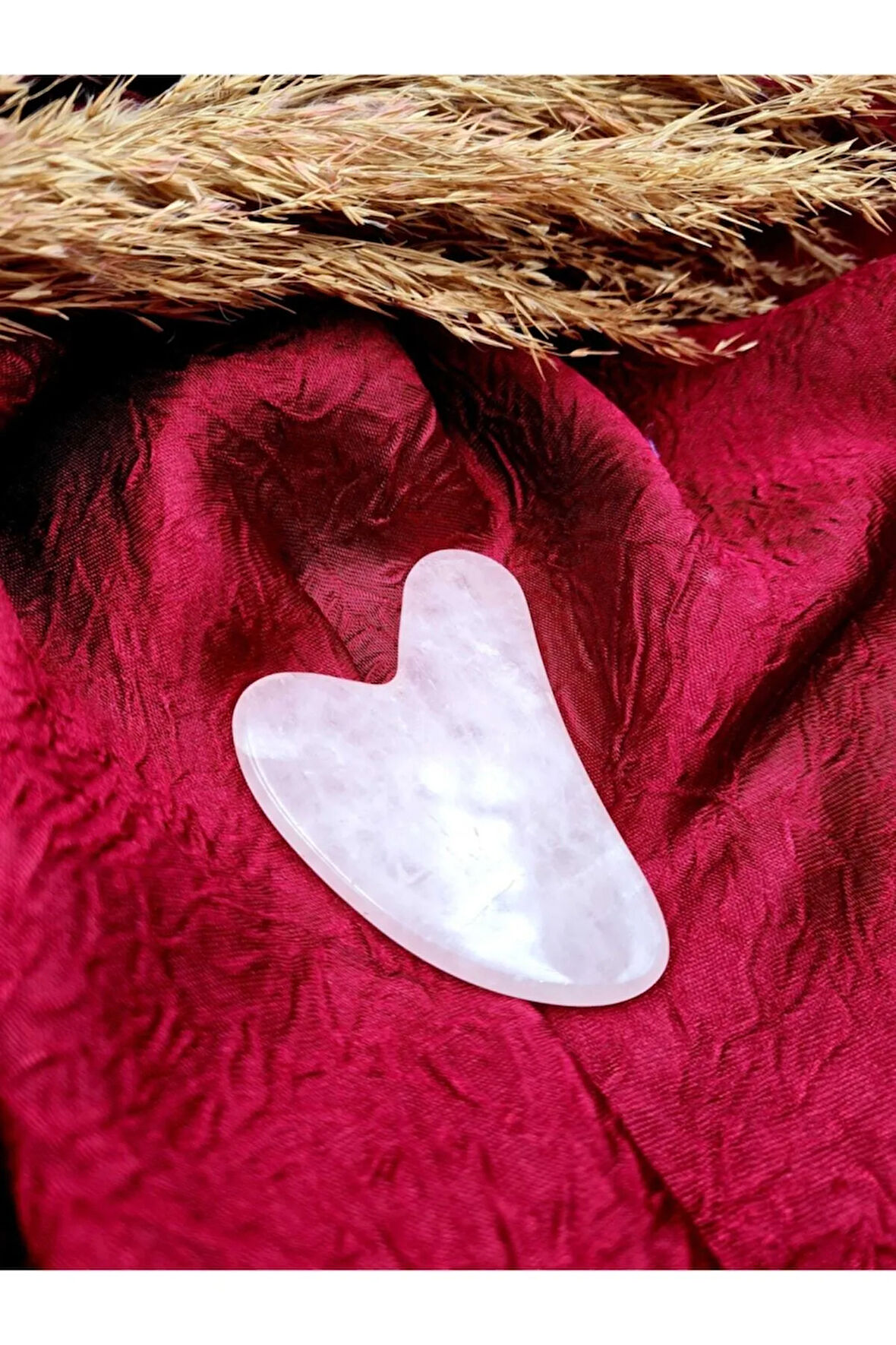 Pembe Kuvars Taşı Orijinal Doğal Taş Gua Sha Masaj Taşı
