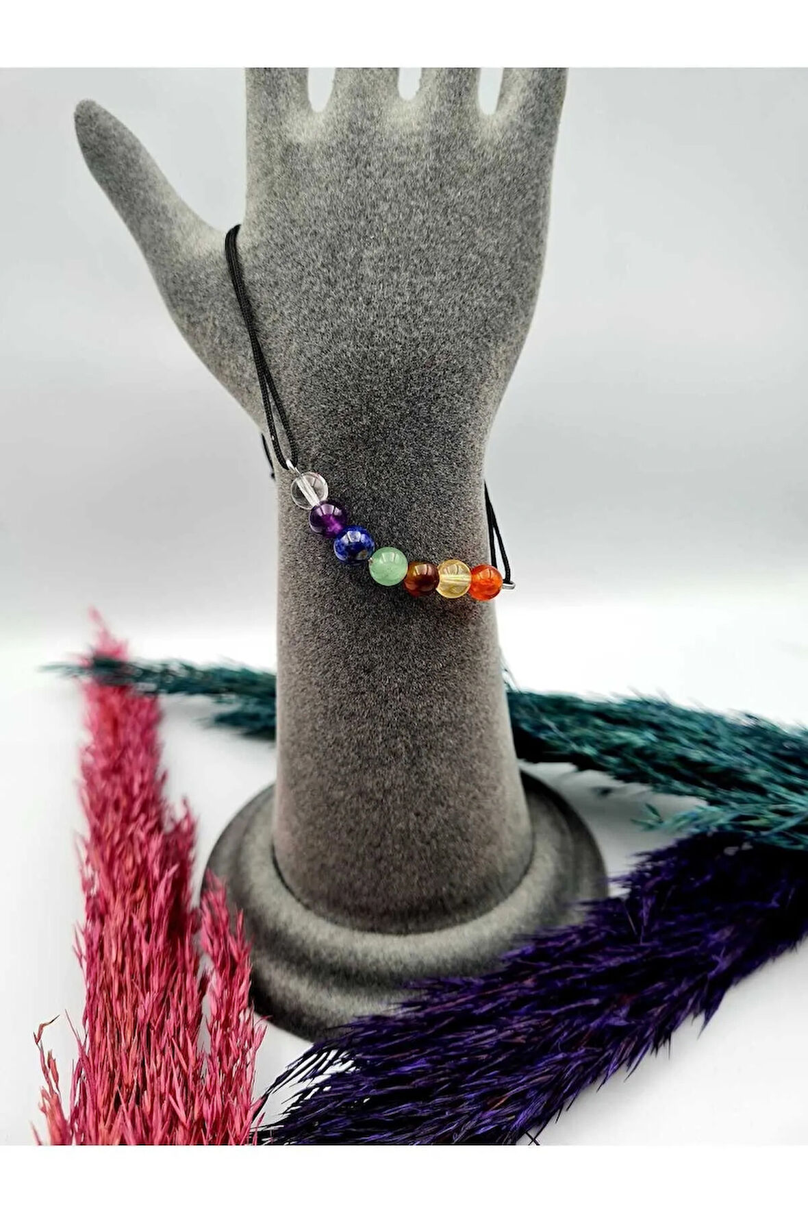 Doğal 7 Çakra Bilekliği Kristal Kuvars, Ametist, Lapis Lazuli, Aventurin, Kaplan Gözü, Sitrin, Akik