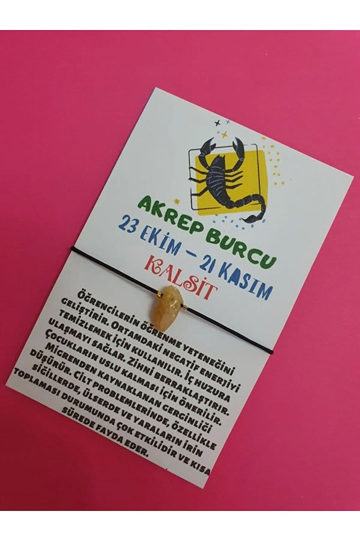Akrep Burcu Kalsit Doğal Taşlı İp Burç Bilekliği