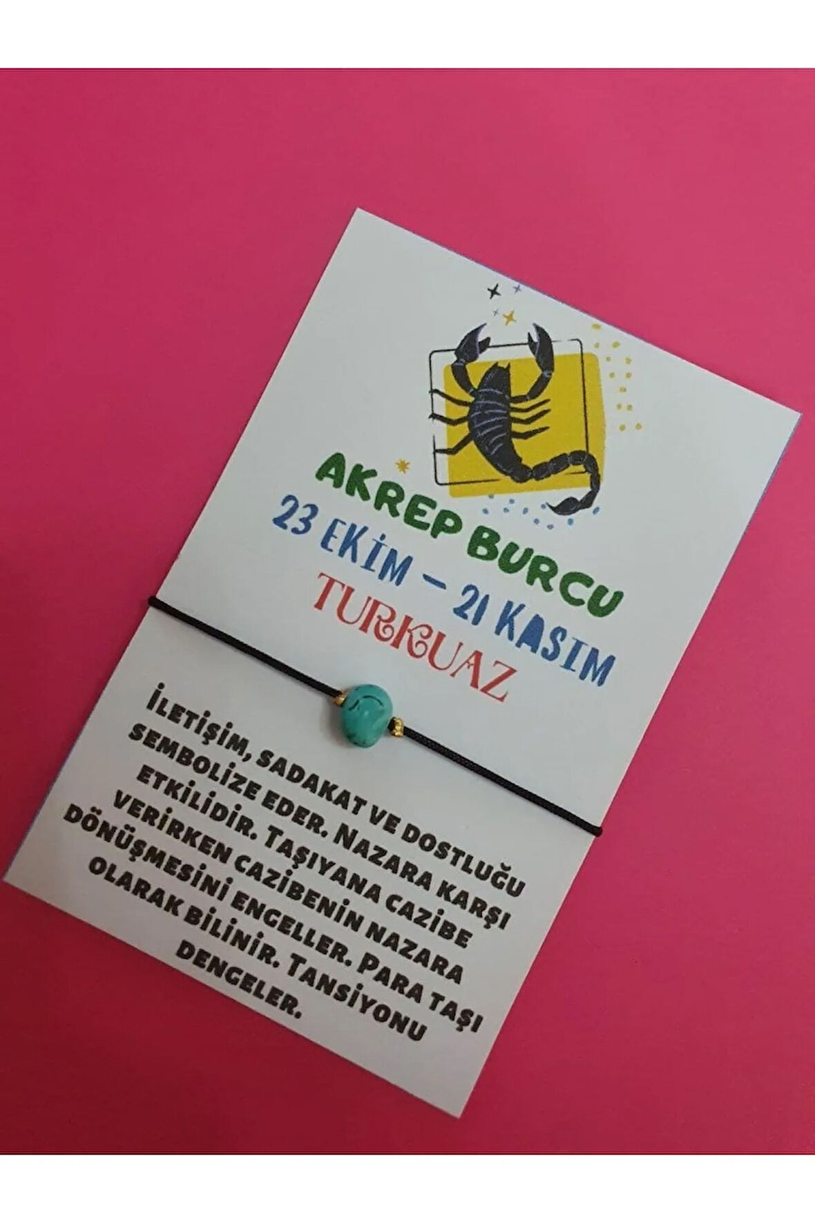 Akrep Burcu Turkuaz Doğal Taşlı İp Burç Bilekliği