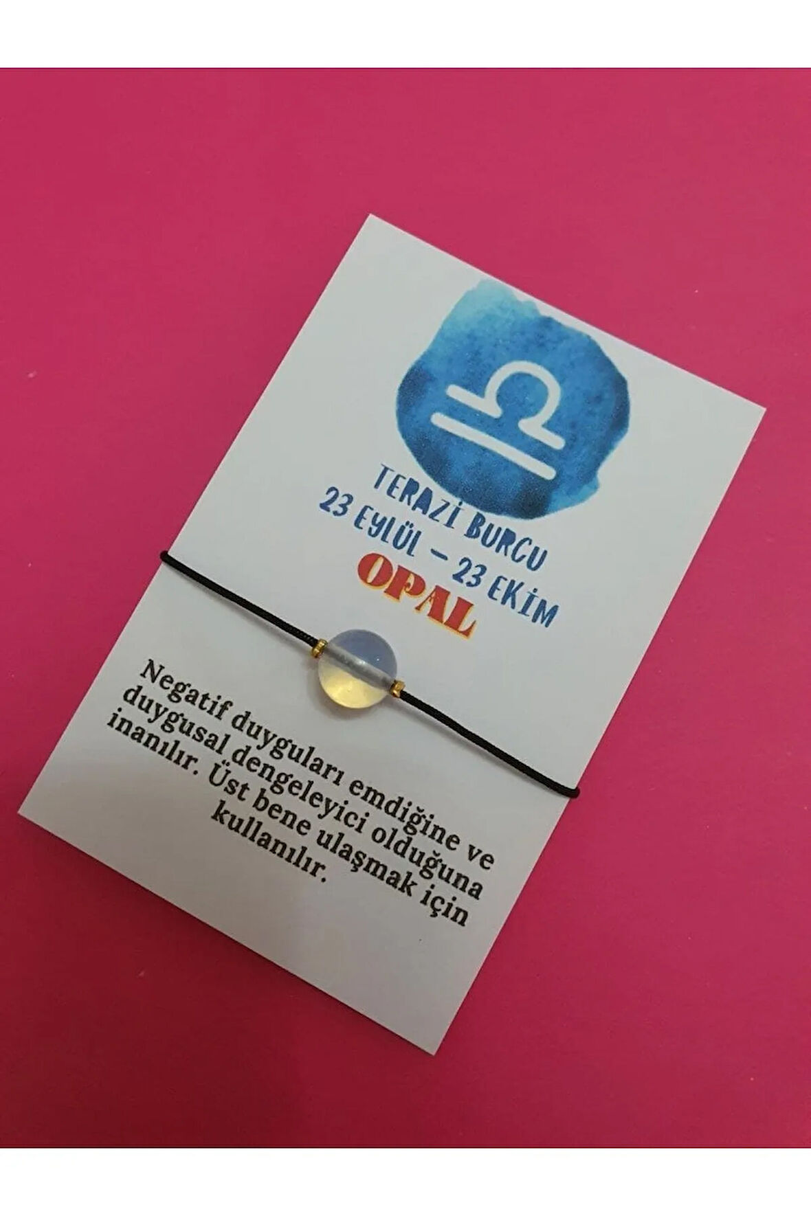 Terazi Burcu Opal Doğal Taş İp Burç Bilekliği