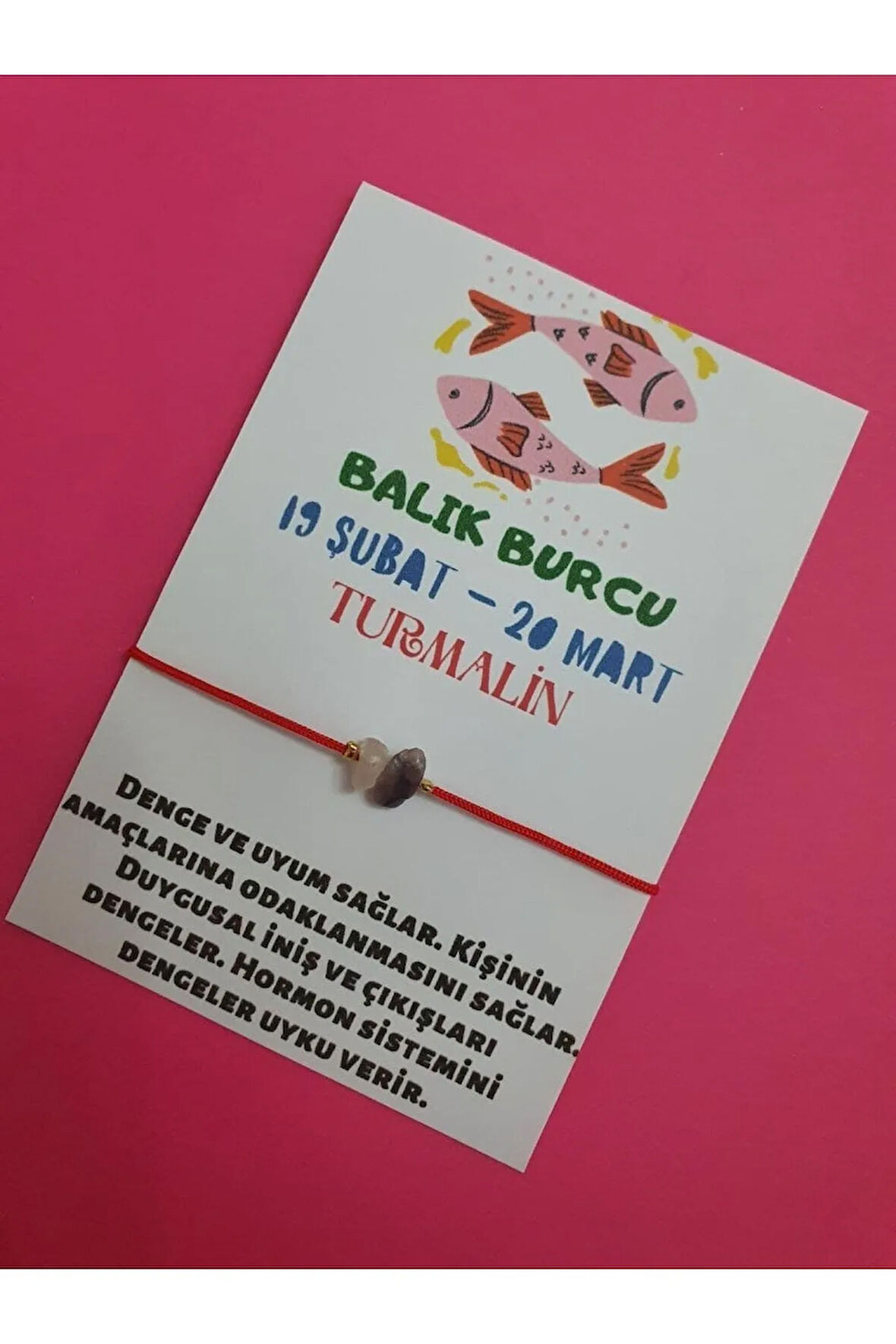 Balık Burcu Turmalin Doğal Taşlı İp Burç Bilekliği