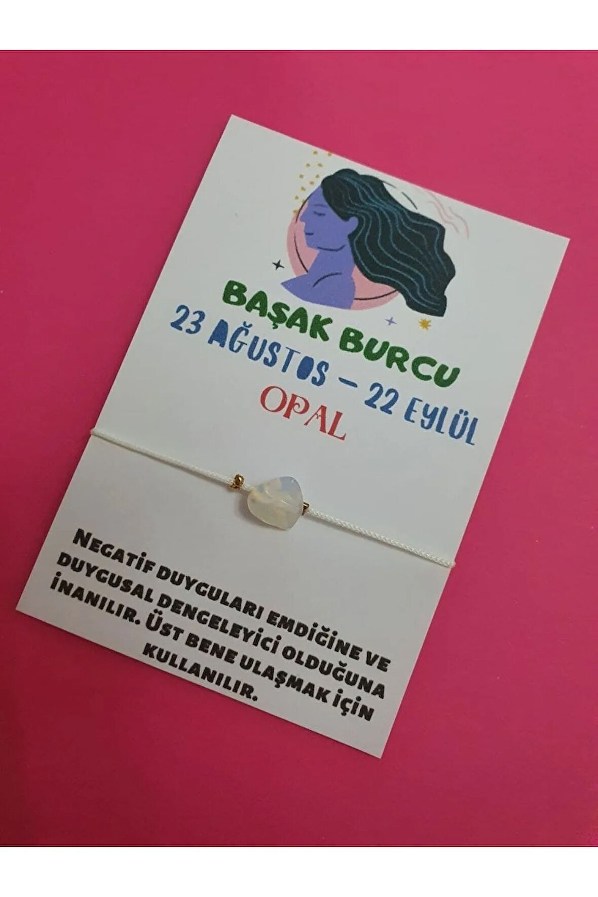 Başak Burcu Opal Doğal Taşlı İp Burç Bilekliği