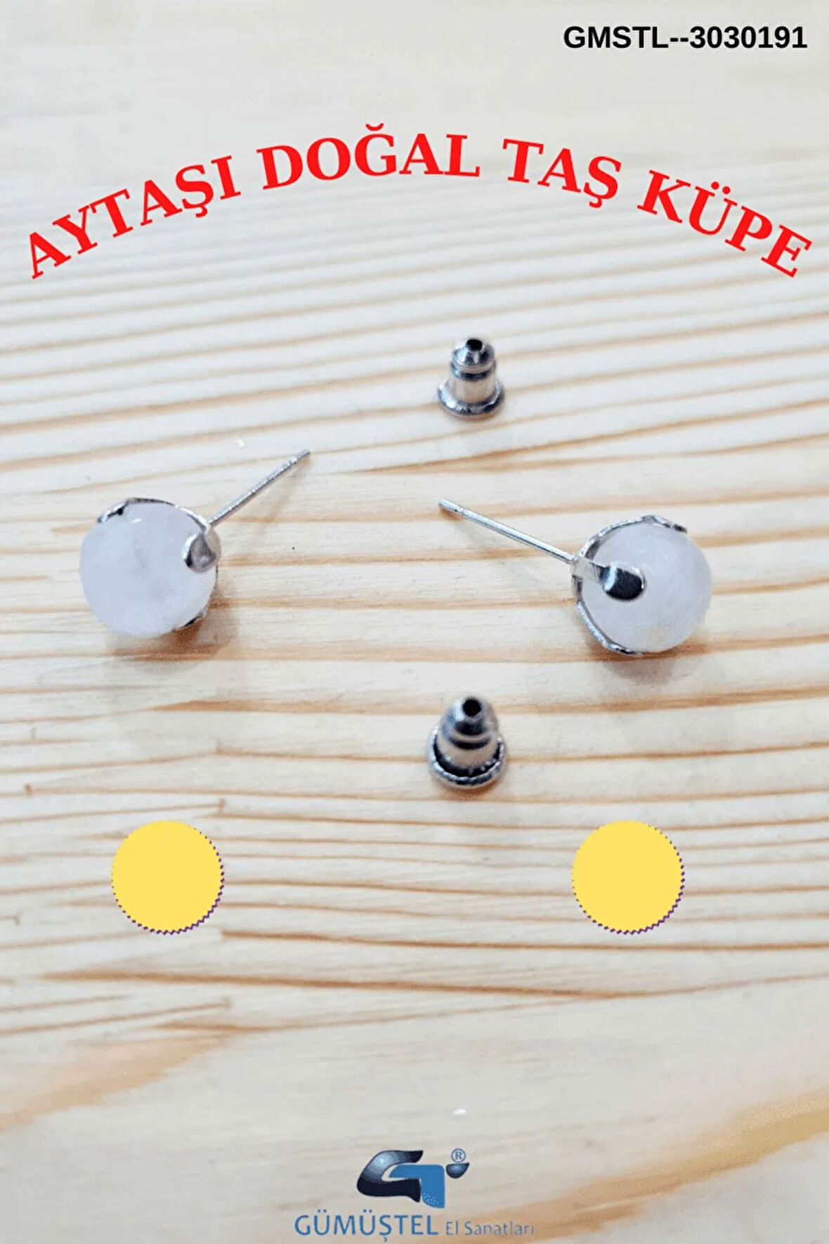 Aytaşı Doğal Taş Top Küpe Orijinal Doğal Taş Sürpriz Hediyeli