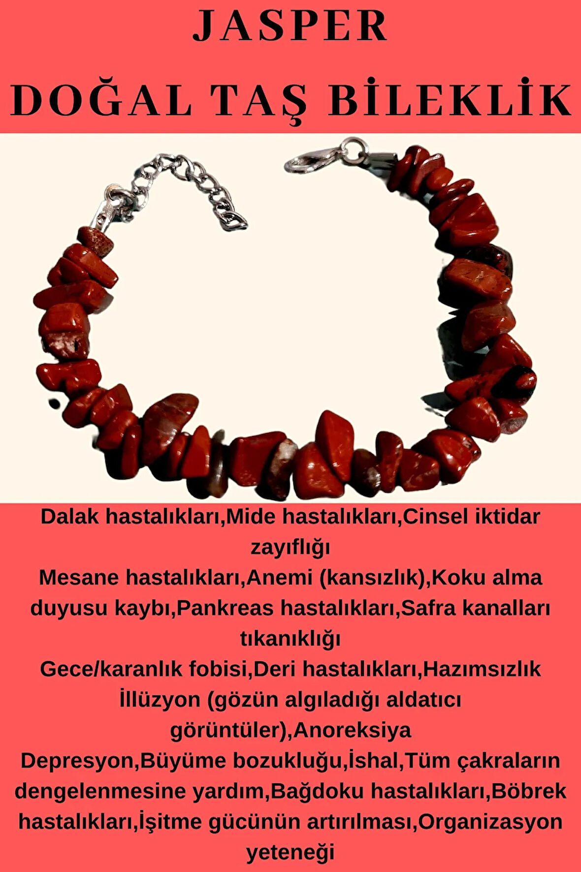 Jasper Doğal Taş Bileklik AAA Kalite Sürpriz Hediyeli