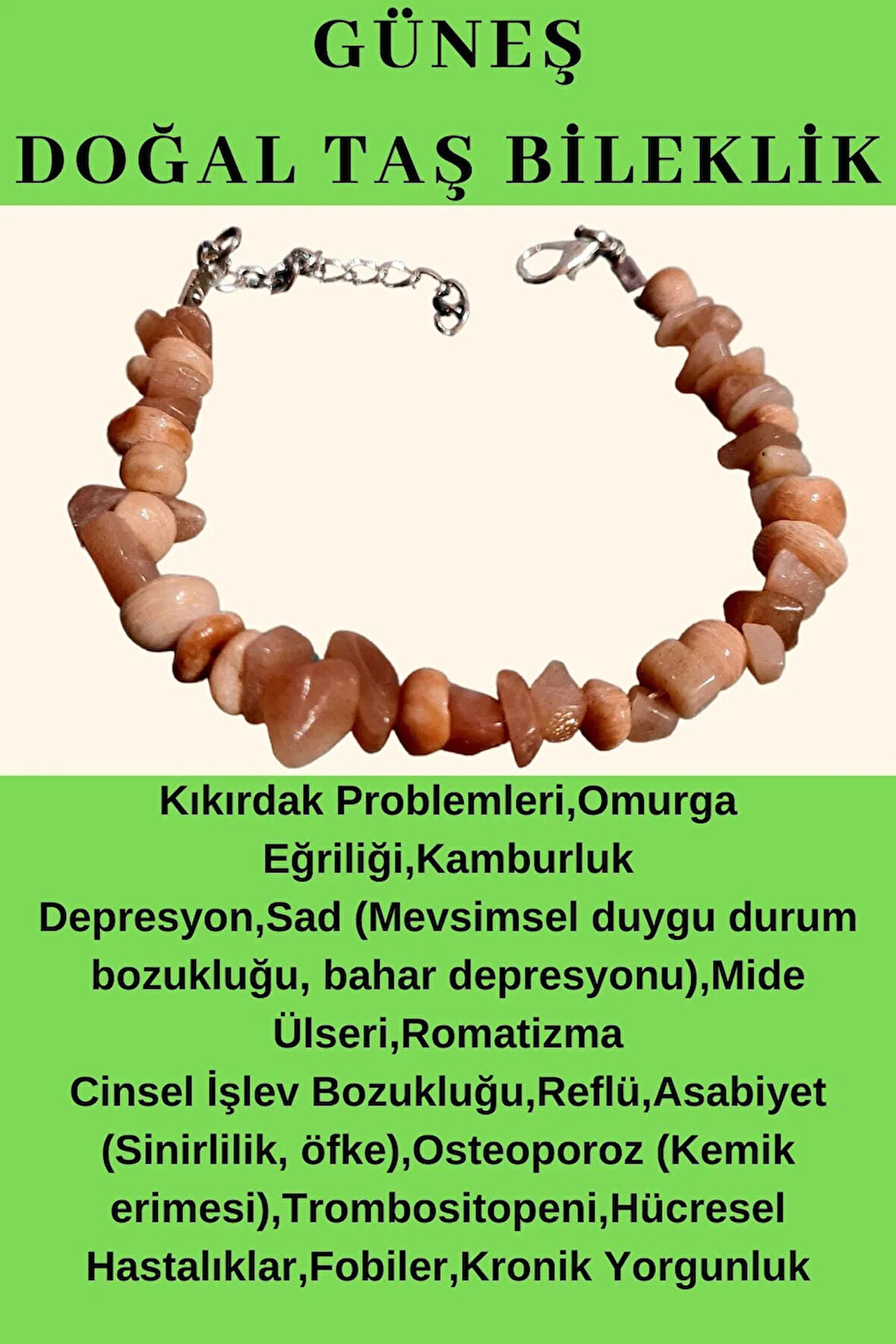 Sertifikalı Güneş Doğal Taş Bileklik