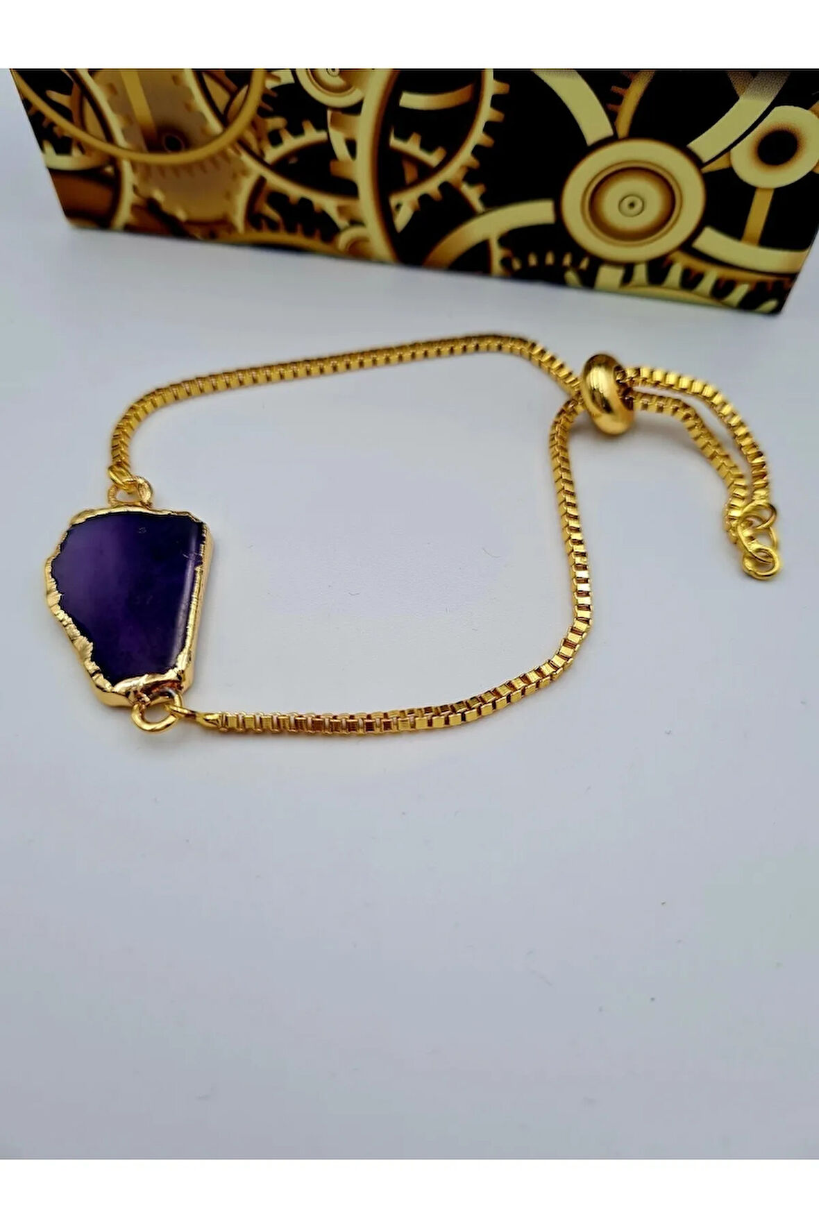 Akik Doğal Taş Bileklik Asansörlü Kilit Sistemi