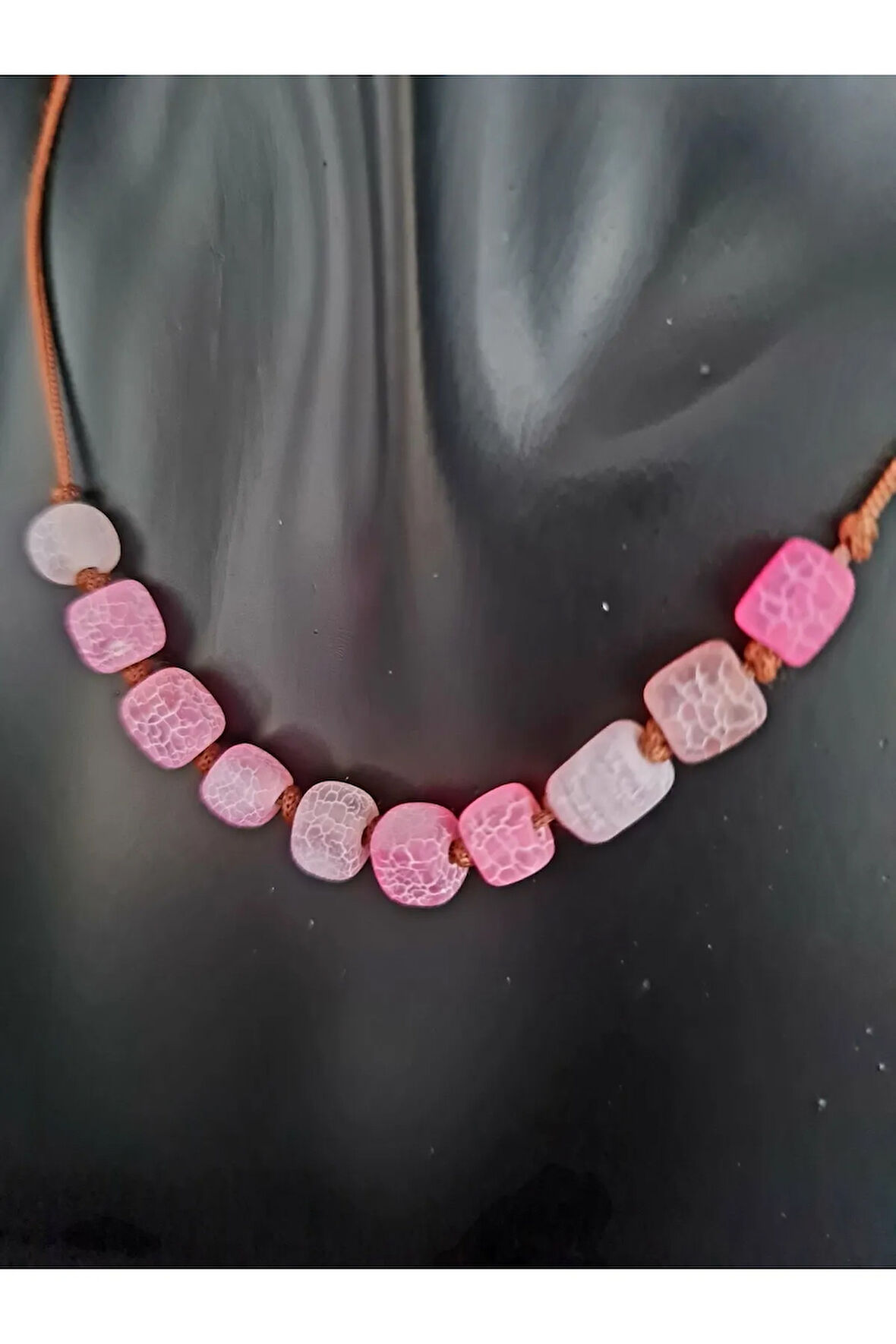 Küp Akik Doğal Taş Kolye AAA Kalite