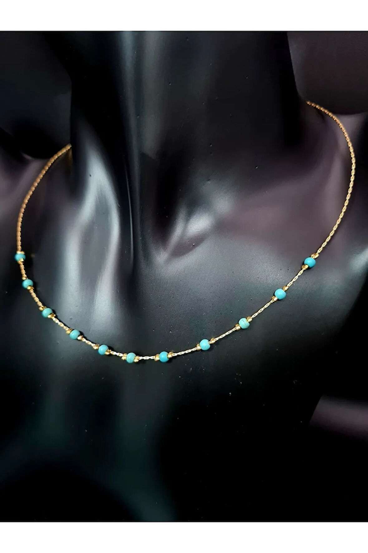 Doğal Turkuaz Taşı Tasarım Kolye AAA Kalite El Yapımı