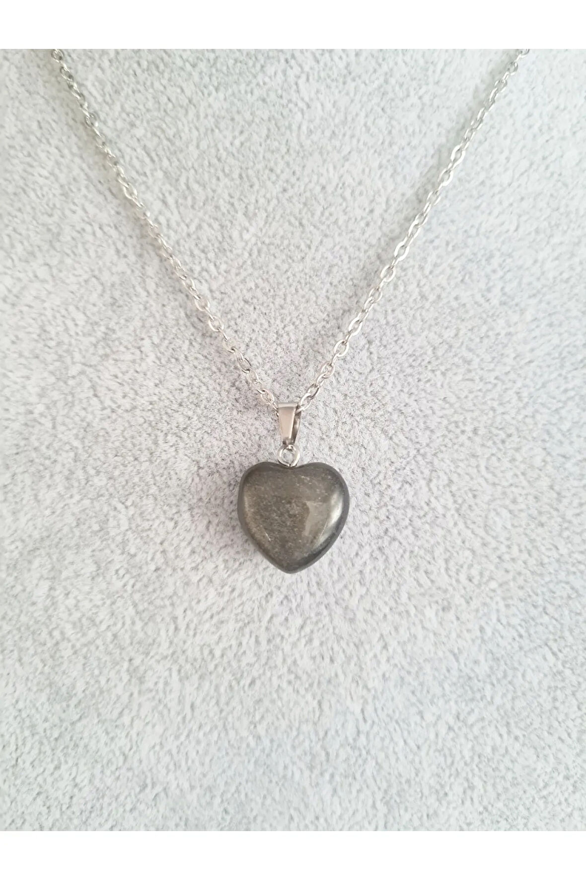 Obsidyen Kalp Model Minimal Kolye AAA Kalite