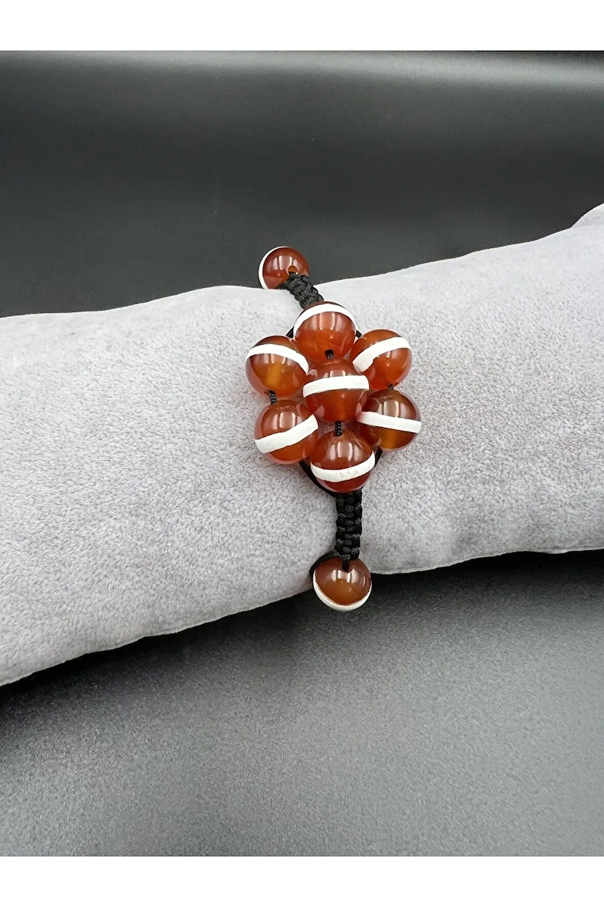 Dantelli Akik Doğal Taş Bileklik Asansörlü Kilit Sistemi