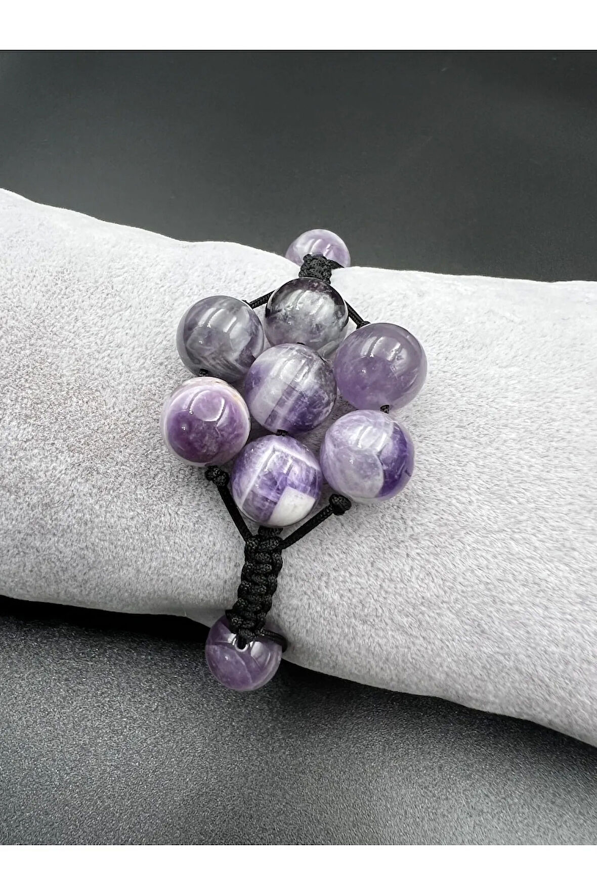 Ametist Doğal Taş Bileklik Asansörlü Kilit Sistemi El Yapımı Bileklik