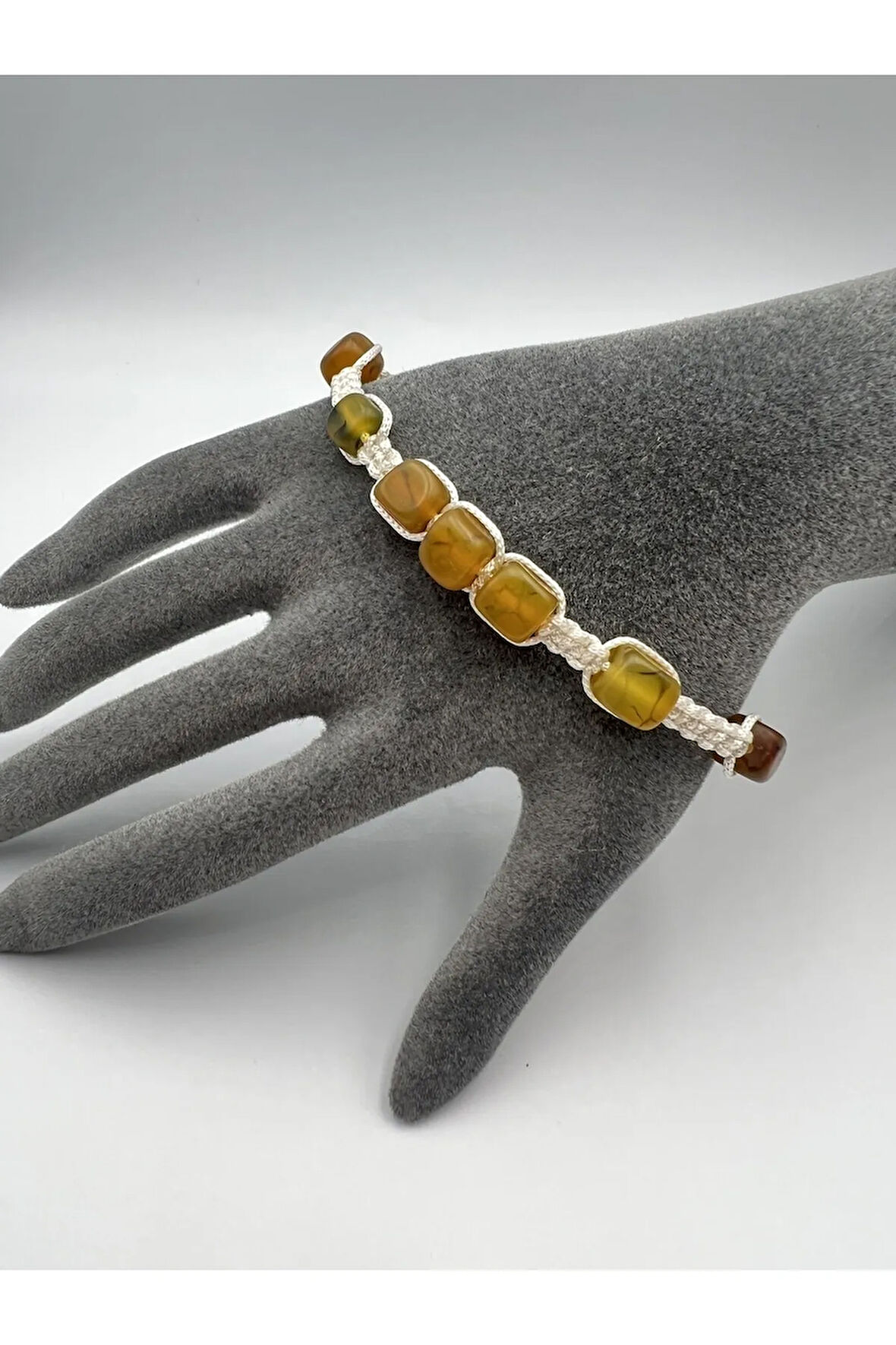 Yosunlu Akik Doğal Taş El Yapımı Bileklik AAA Kalite Asansörlü Kilit Sistemi