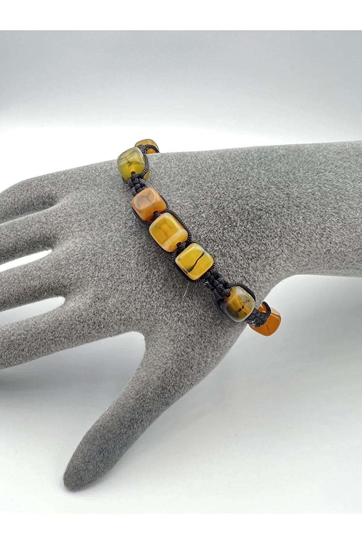 Yosunlu Akik Doğal Taş El Yapımı Bileklik AAA Kalite Asansörlü Kilit Sistemi