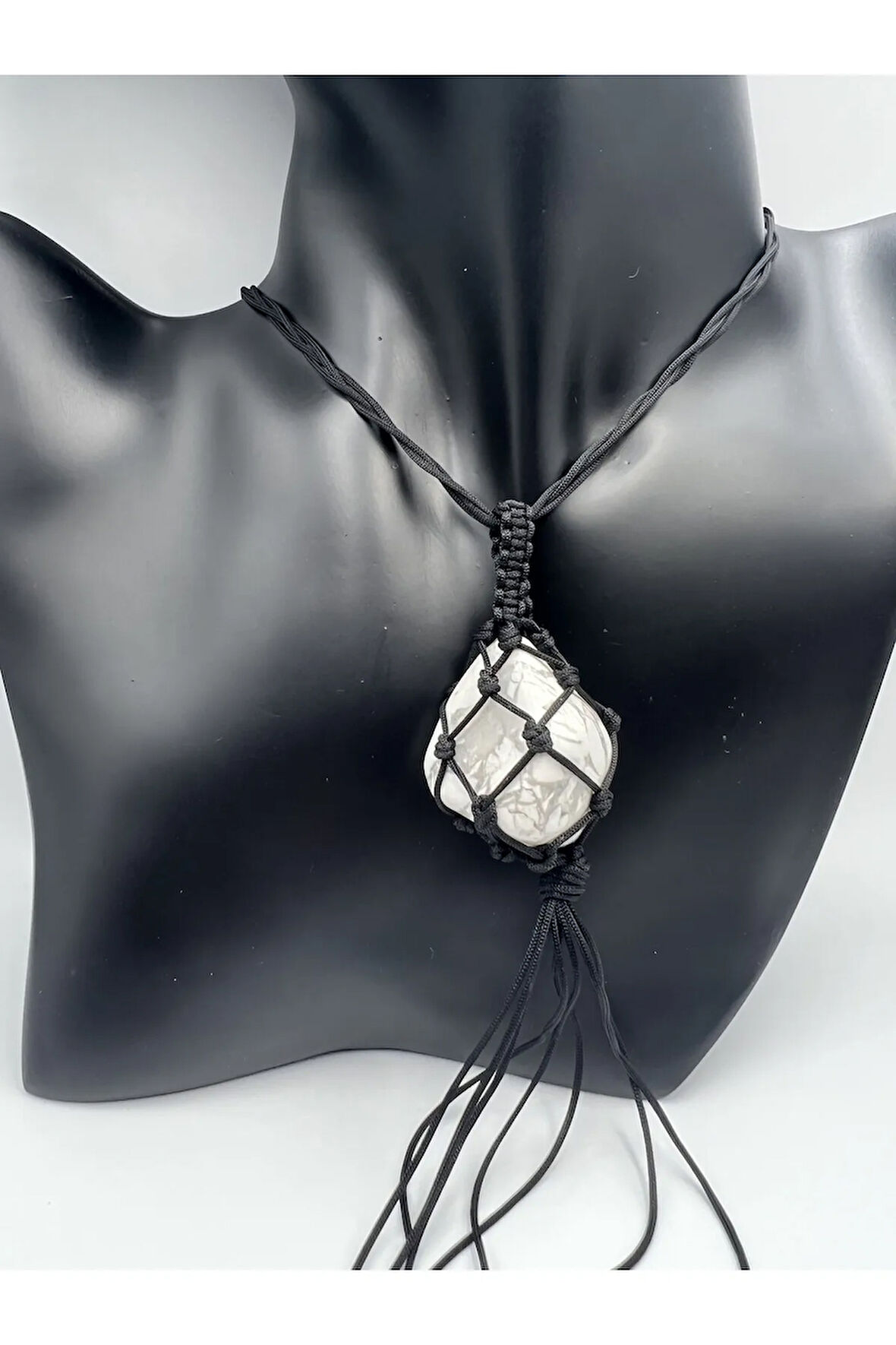 Havlit Doğal Taş Tasarım Kolye El Yapımı Örgü Model Aaa Kalite